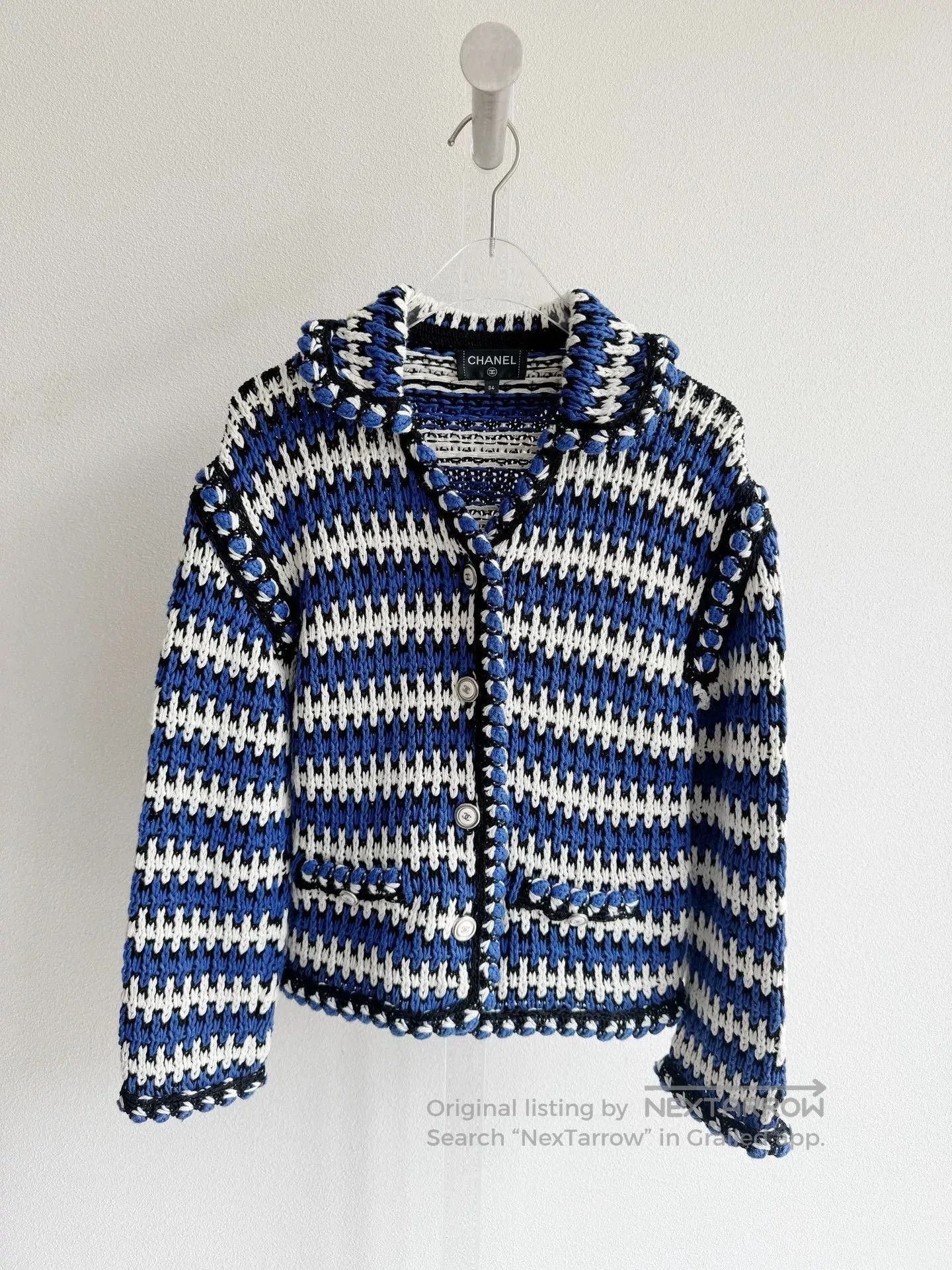 Chanel Chanel 21C Blue White Stripe Cardigan. Size US M / EU 48-50 / 2 - 2 Thumbnail