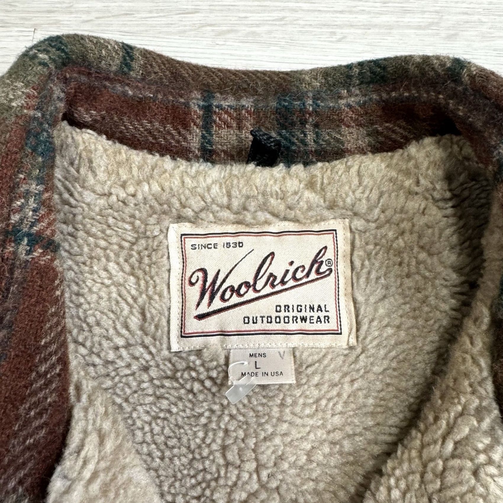 Vintage VINTAGE Woolrich Jacket Shacket Plaid Sherpa L Brown Green Button Up 90s Mens M L Size US L / EU 52-54 / 3 - 7 Thumbnail