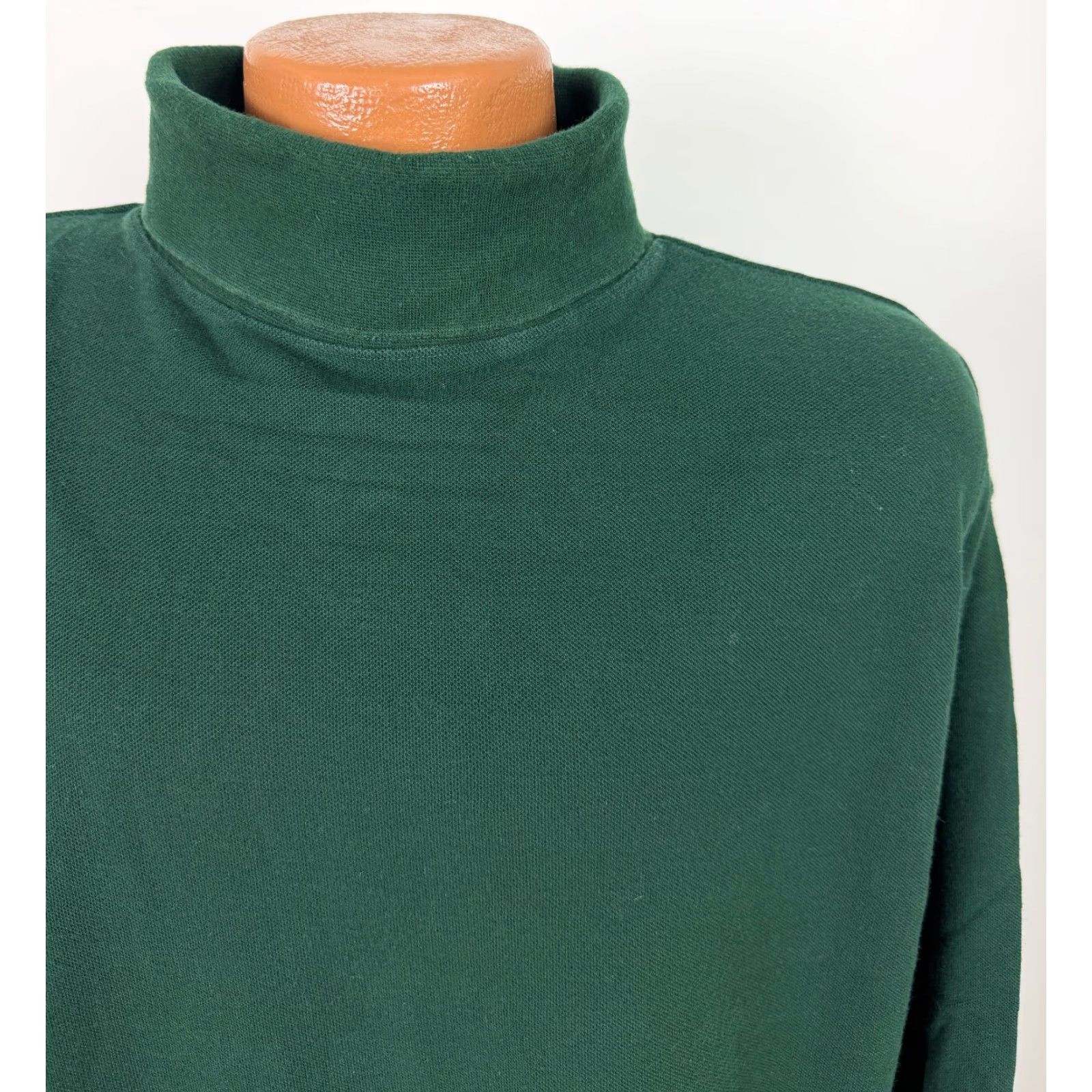 Brooks Brothers VINTAGE Brooks Brothers Shirt Turtleneck Men M Heavyweight Cotton Pique Knit 90s Oversized Green Size US M / EU 48-50 / 2 - 2 Thumbnail