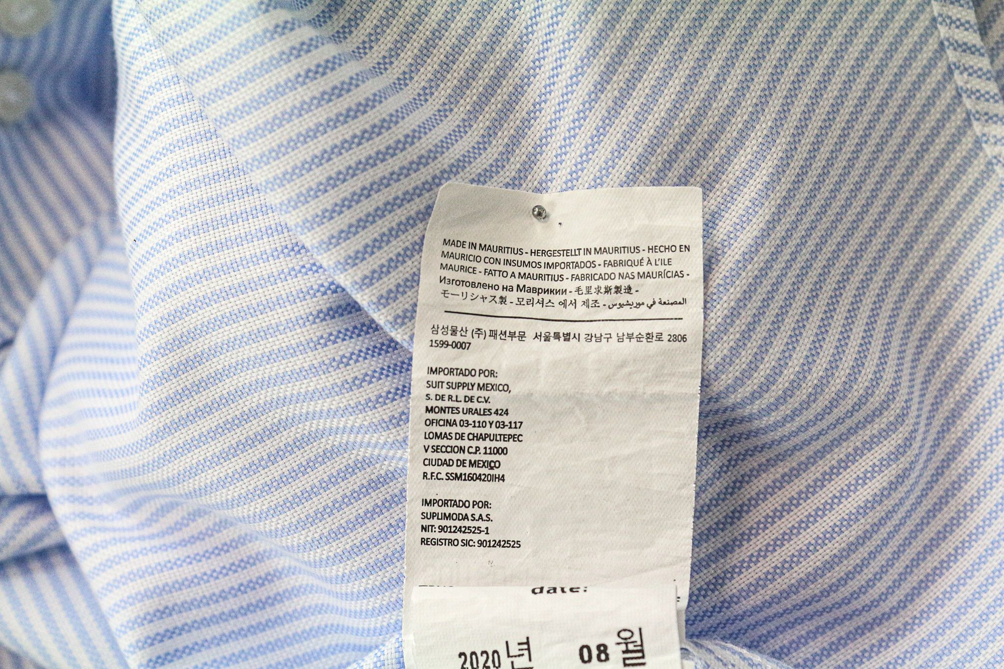 Suitsupply 46/18 Extra Slim Blue Cotton Striped Shirt 77026 Size 46R - 7 Thumbnail