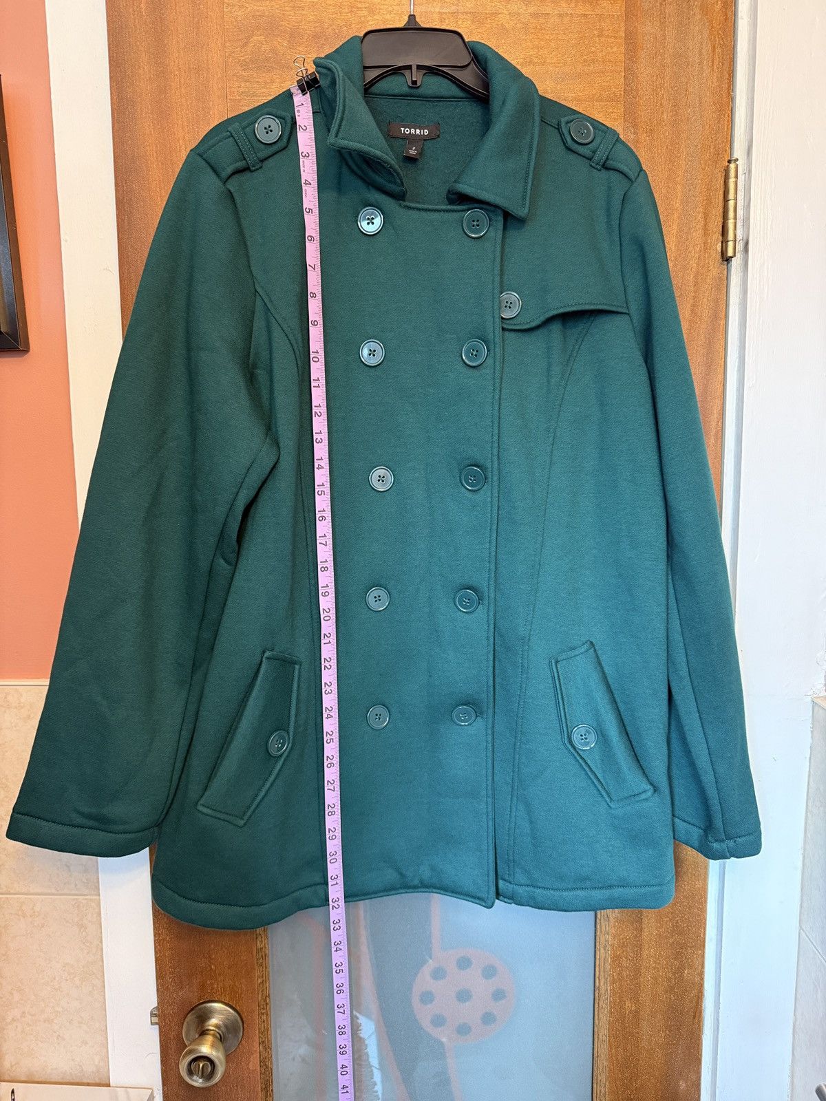 Torrid Torrid Botanical Green Dble Breast Lined Pea Coat Jacket Size XXL / US 16-18 / IT 52-54 - 9 Thumbnail