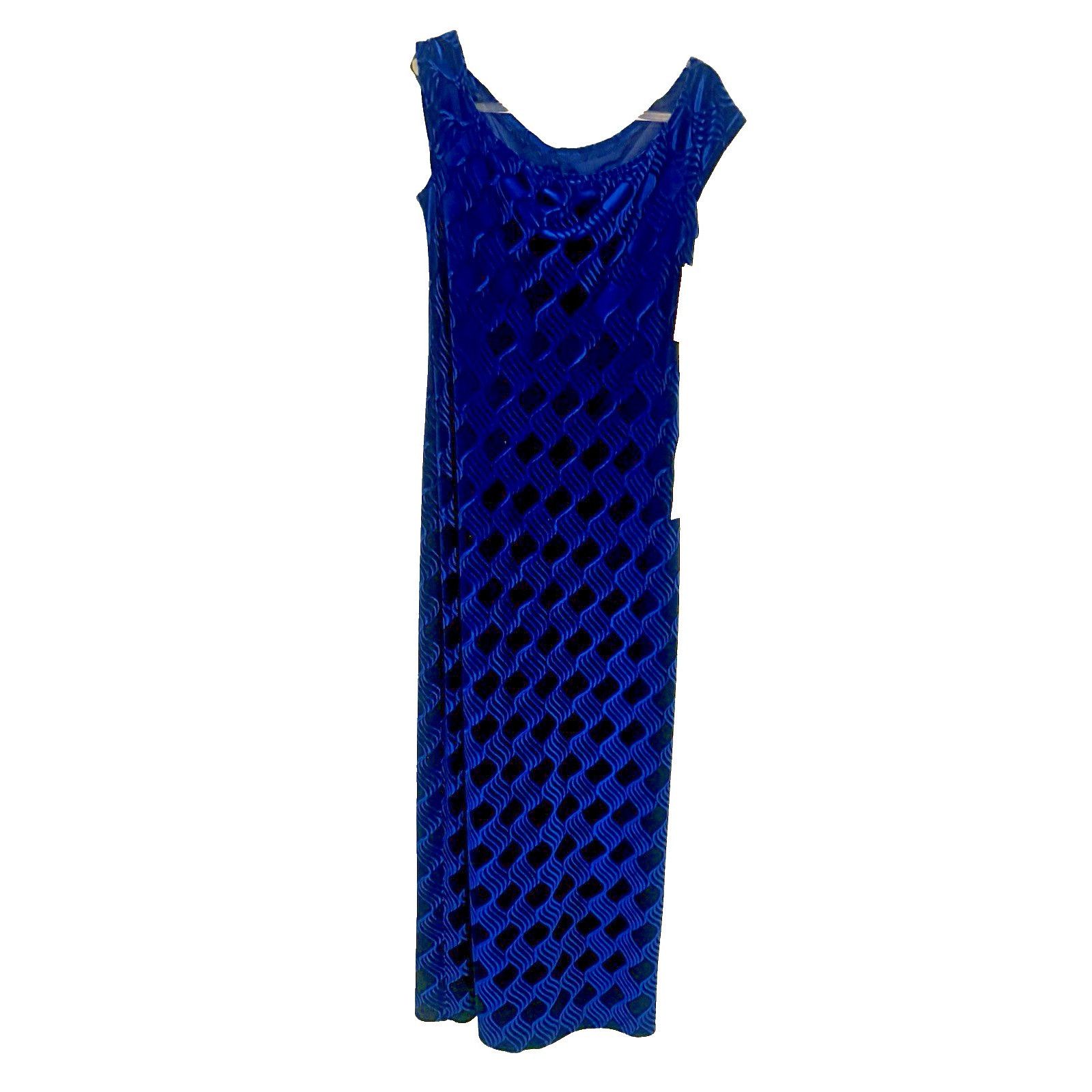 Jessica McClintock Vintage Y2K Blue Velvet Maxi Dress By Scott McClintock Size Size XL / US 12-14 / IT 48-50 - 1 Thumbnail