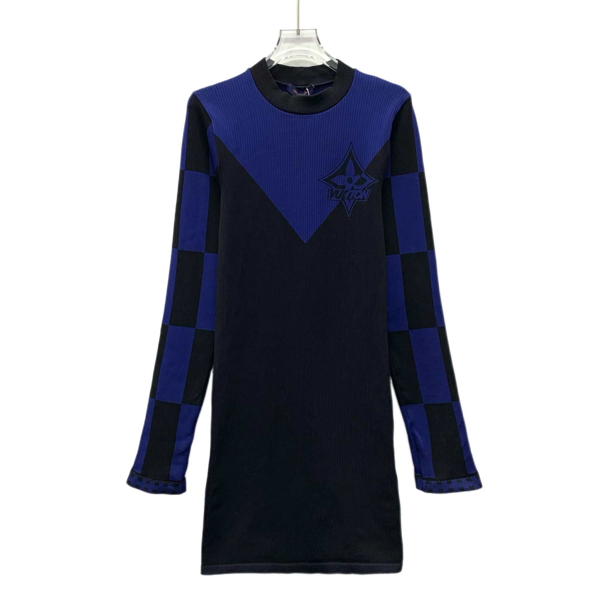 Louis Vuitton LOUIS VUITTON Black & Blue Checkered Long Sleeve Knit Mini D Size L / US 10 / IT 46 - 1 Thumbnail