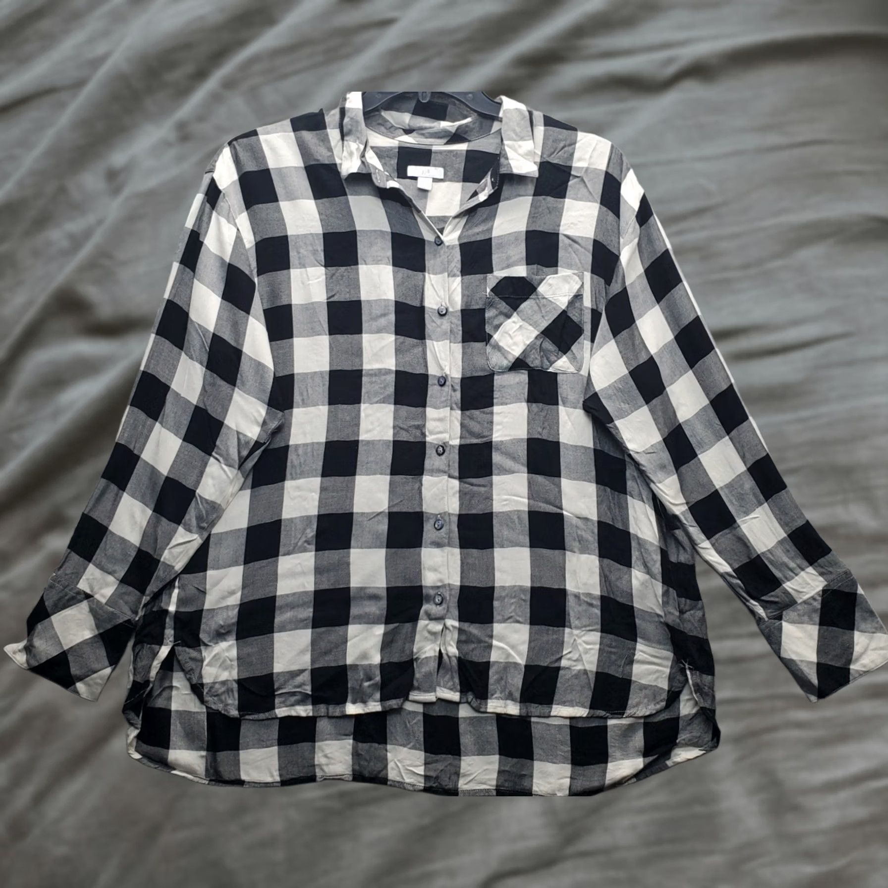 J. Jill J. Jill Shirt Womens L Multicolor Buffalo Plaid Long Sleeve Button-Up High Low Slit Casual Size L / US 10 / IT 46 - 1 Thumbnail
