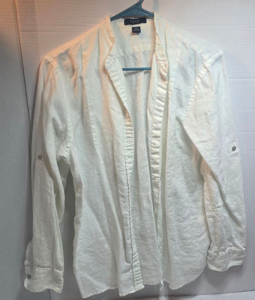 Chaps Women's Chaps White Linen Button Down Shirt L Size L / US 10 / IT 46 - 1 Thumbnail
