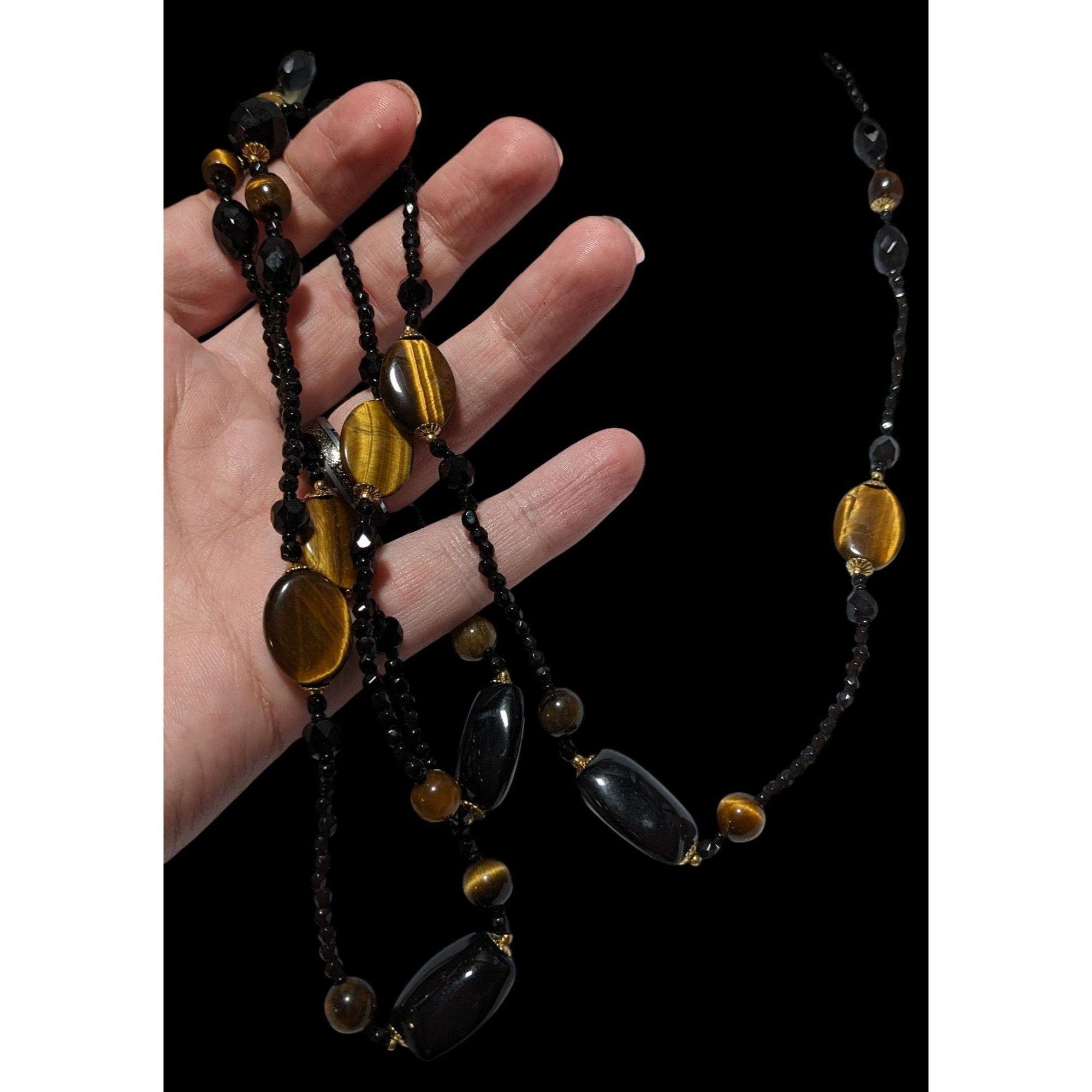 Other Vintage Elegant Tigereye Glass Beaded Necklace Size ONE SIZE - 2 Thumbnail