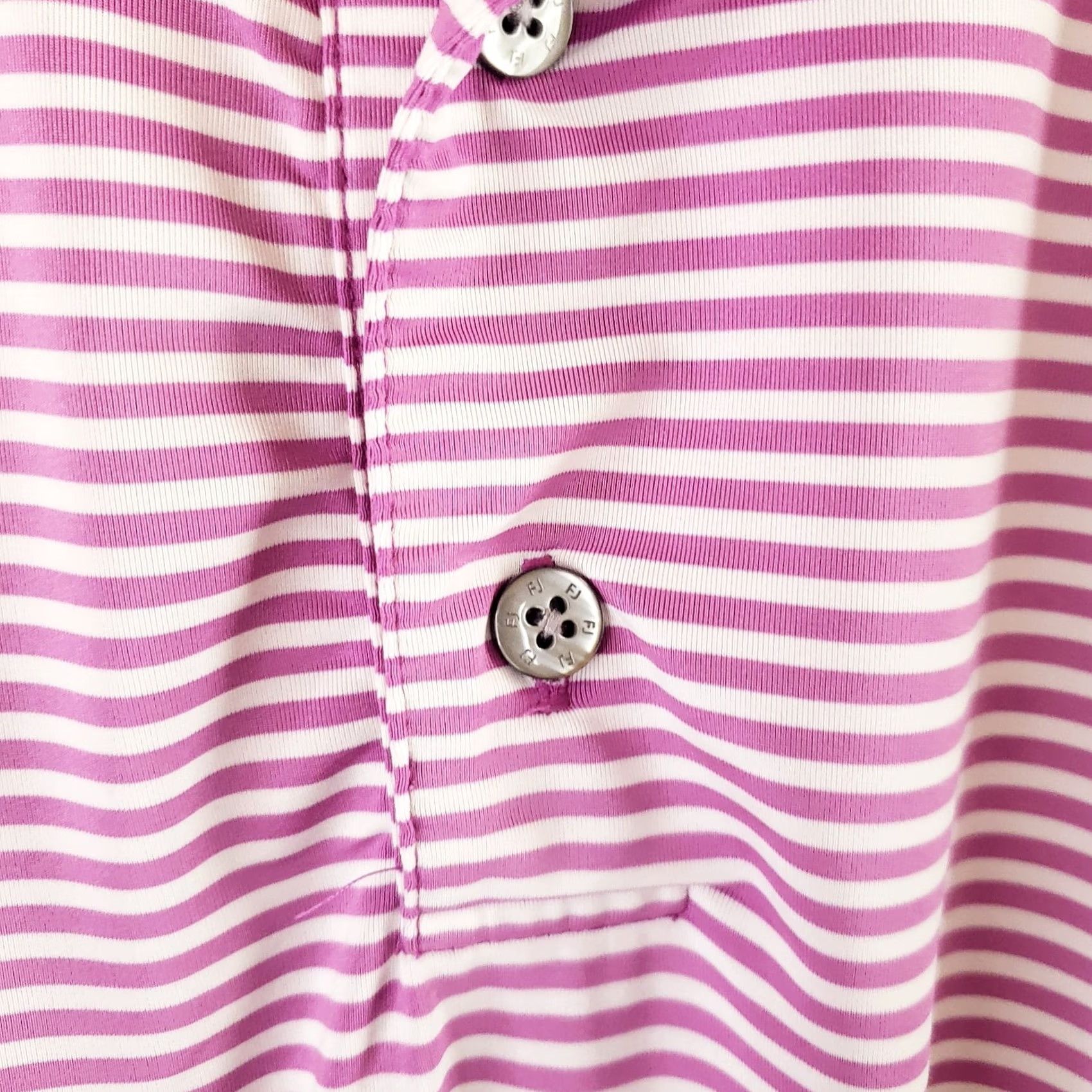 Footjoy FootJoy Men Polo Shirt Purple White Striped Short Sleeve M EUC Sports Golf Shirt Size US M / EU 48-50 / 2 - 5 Thumbnail