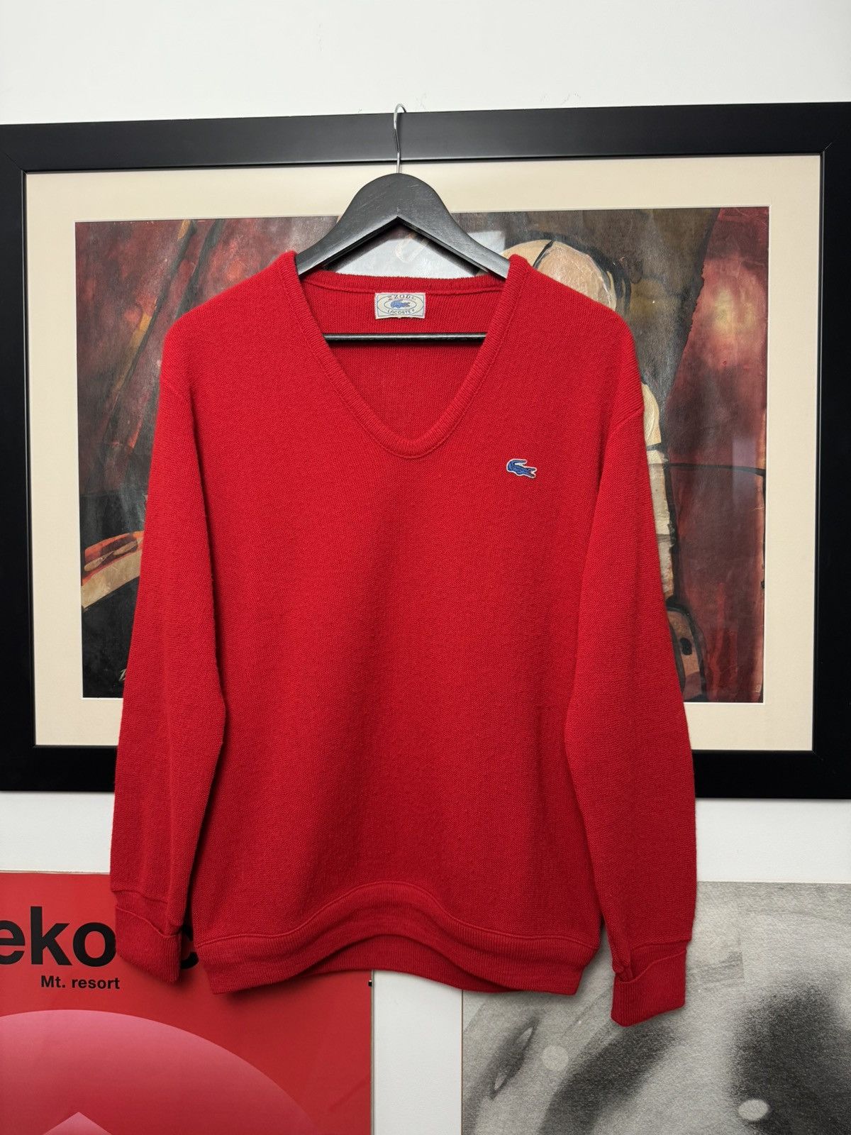 Lacoste Lacoste Vintage 90s Izod Sweater Knit Casual Red Rare Size US L / EU 52-54 / 3 - 1 Thumbnail