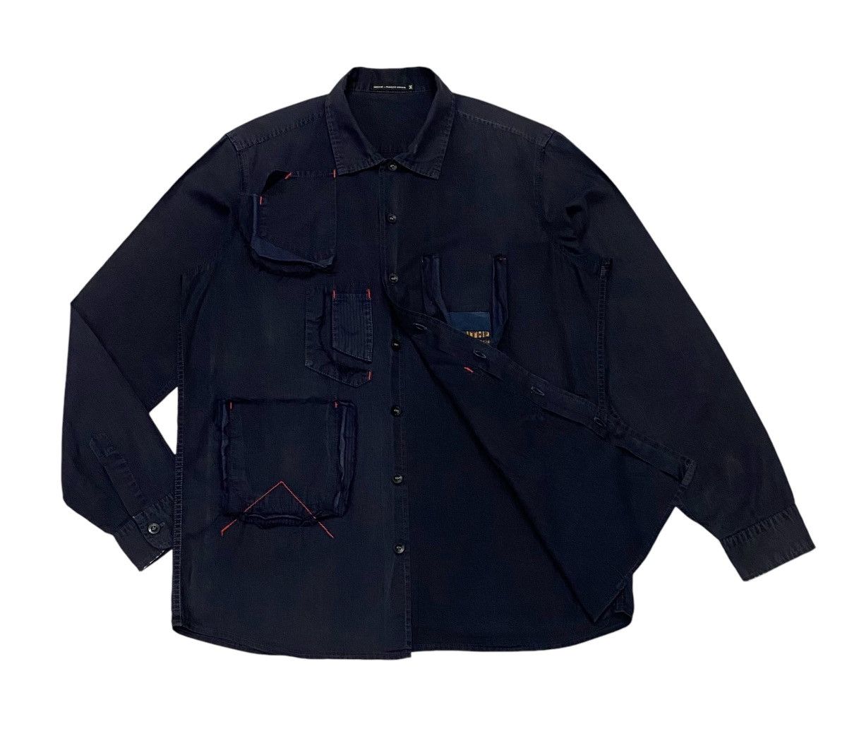 Japanese Brand × Marithe + Francois Girbaud × Vintage Vtg Marithe Francois Girbaud Ripped Pocket Button Ups Shirt Size US M / EU 48-50 / 2 - 4 Thumbnail
