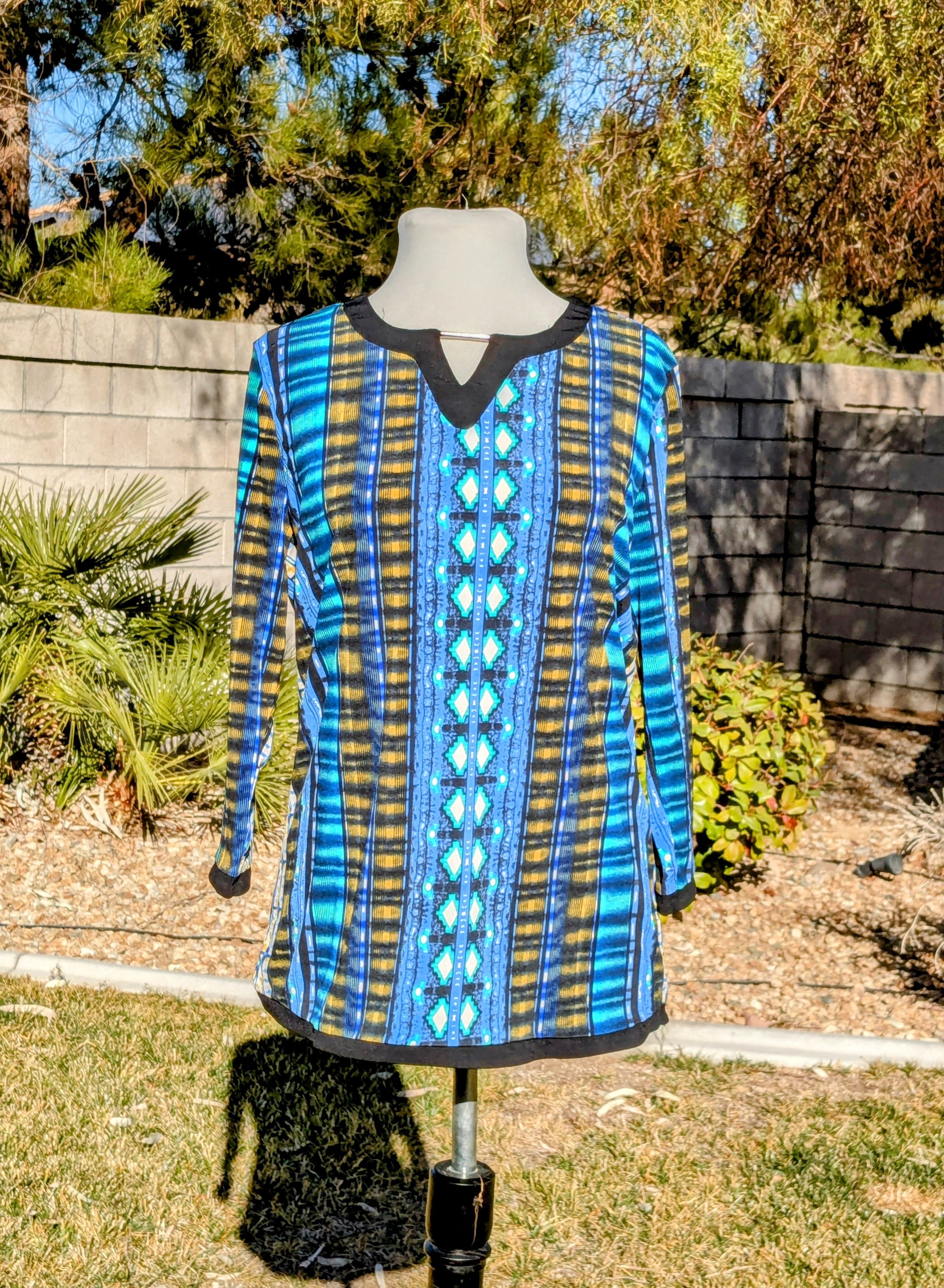Designer Multi-Color Patterned Print Sheer Tunic Stretch Blouse Top Size XL / US 12-14 / IT 48-50 - 1 Thumbnail