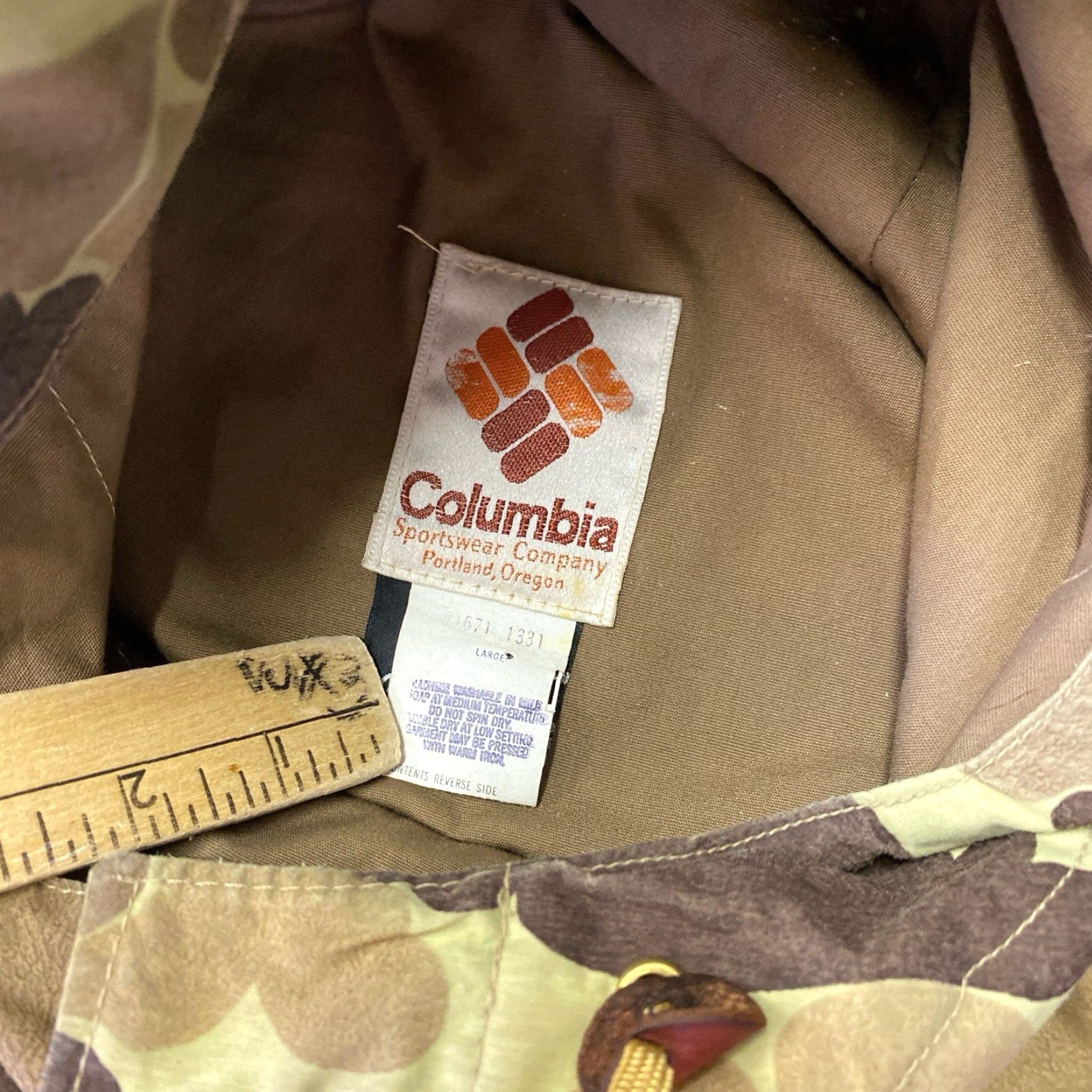 Rains VINTAGE Columbia Jacket Mens L Brown Duck Camo Hunting Gore Tex Rain Coat 80s Size US L / EU 52-54 / 3 - 6 Thumbnail