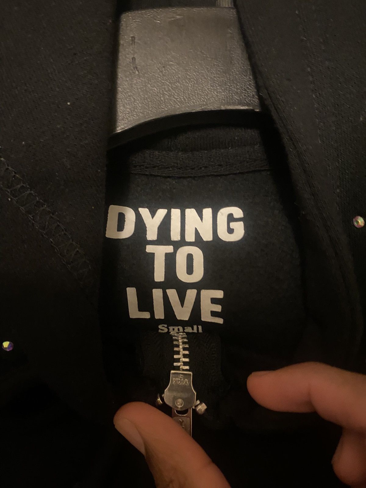 Other Black dying 2 live rhinestone hoodie Size US S / EU 44-46 / 1 - 4 Thumbnail