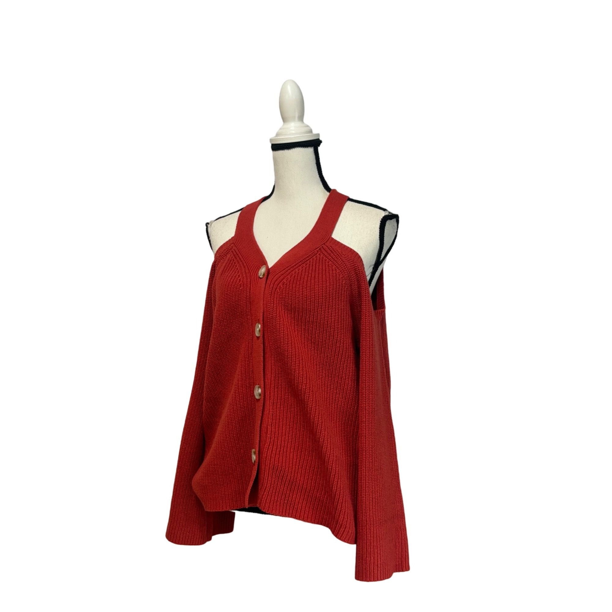Other Lush Cold Shoulder Cardigan in Cherry Mahogany Sz. M Size M / US 6-8 / IT 42-44 - 10 Thumbnail