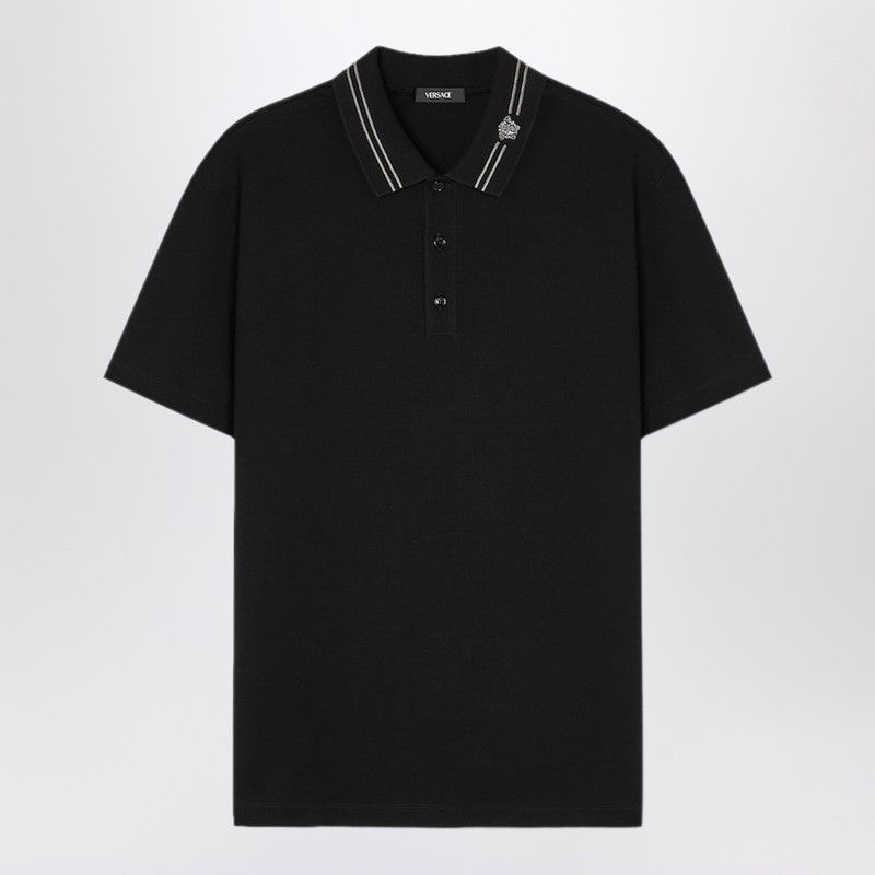Versace Versace Black Polo Shirt With Medusa Embroidery Size US M / EU 48-50 / 2 - 1 Thumbnail