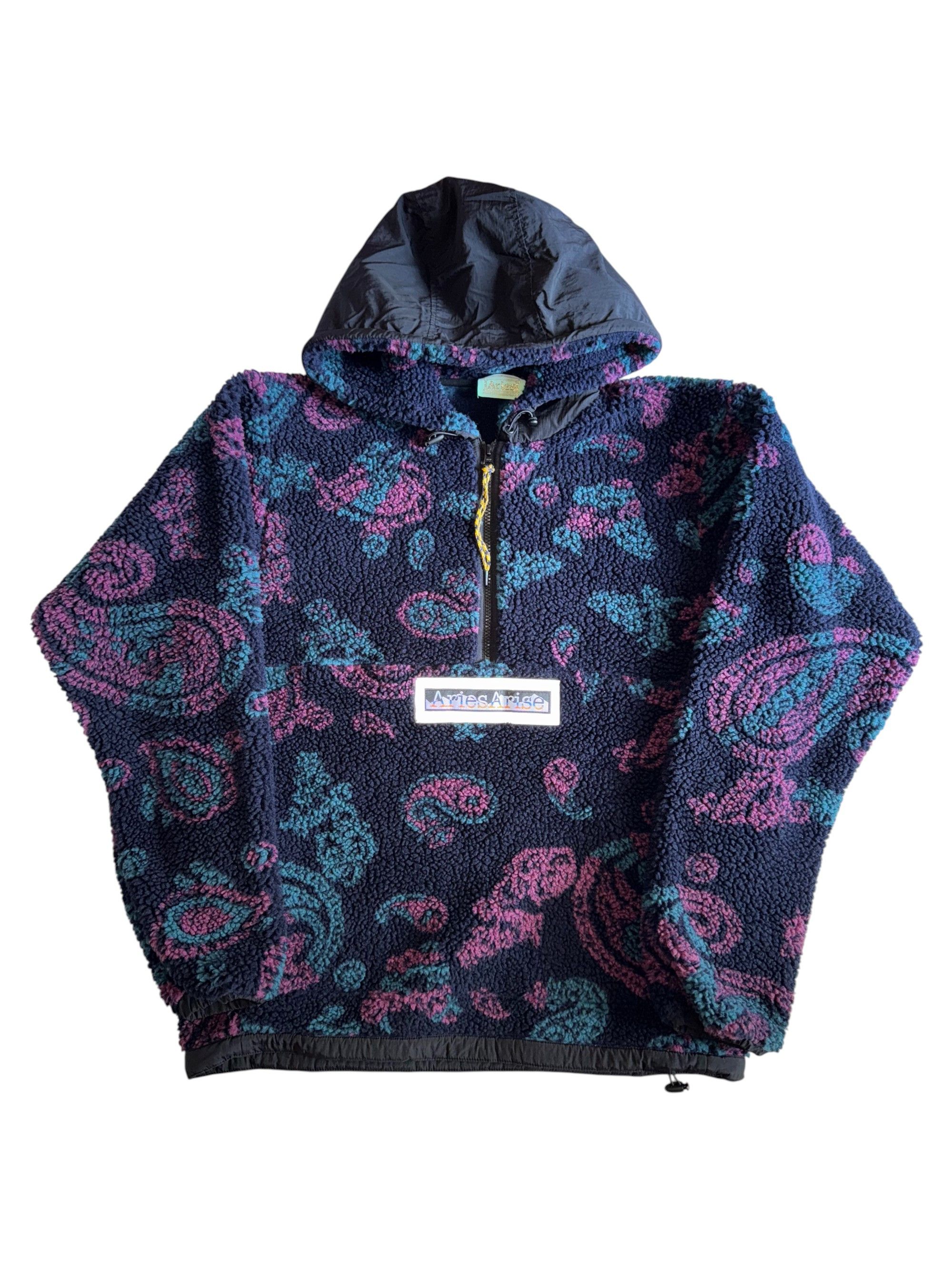 Aries Aries Navy Paisley Half-Zip Fleece Hoodie Size US M / EU 48-50 / 2 - 3 Thumbnail
