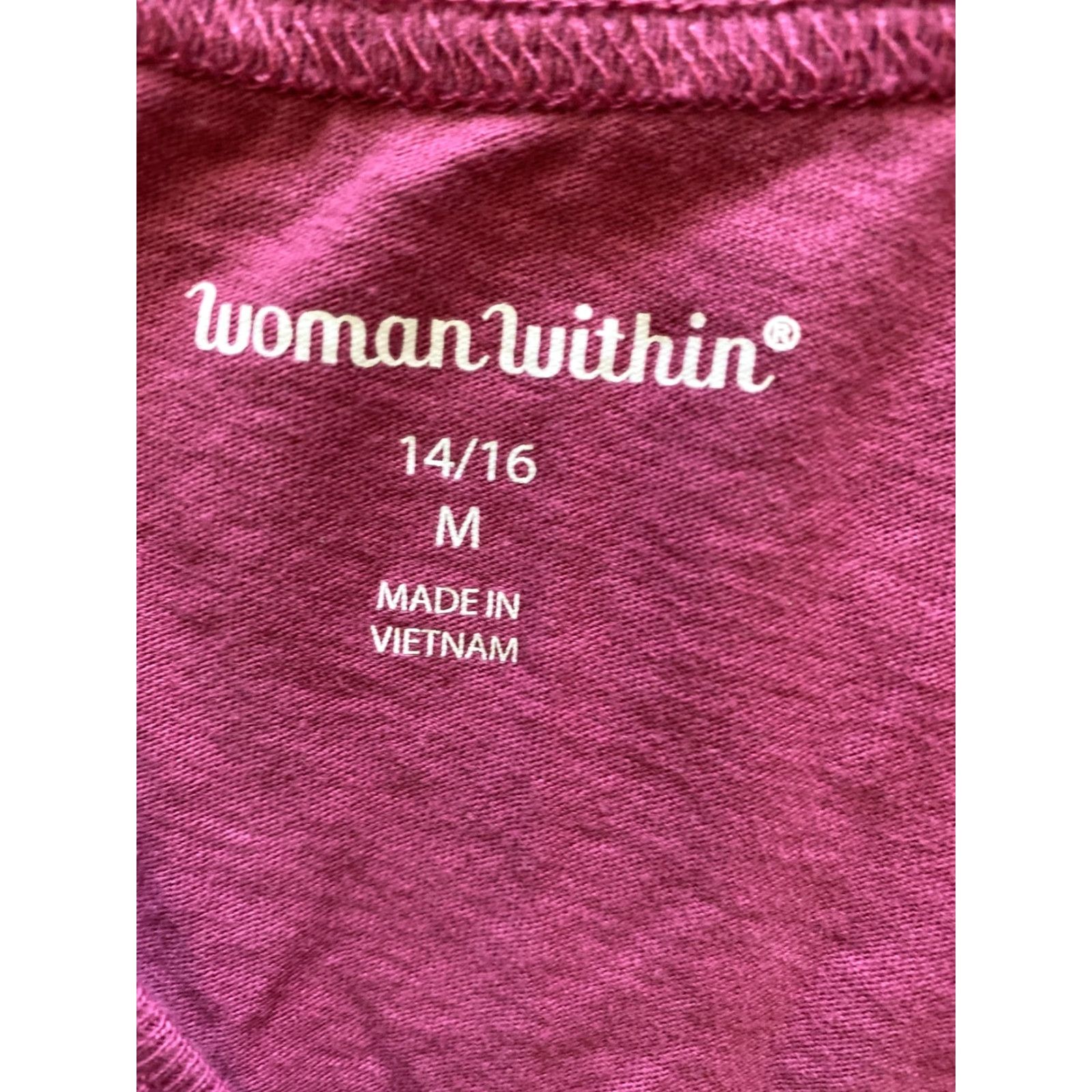 Vintage VINTAGE? No. Woman Whitin Magenta V-Neck Top Striped 3/4 Sleeve T-Shirt Casual Woman Within Size M Adult Womens Size M / US 6-8 / IT 42-44 - 4 Thumbnail