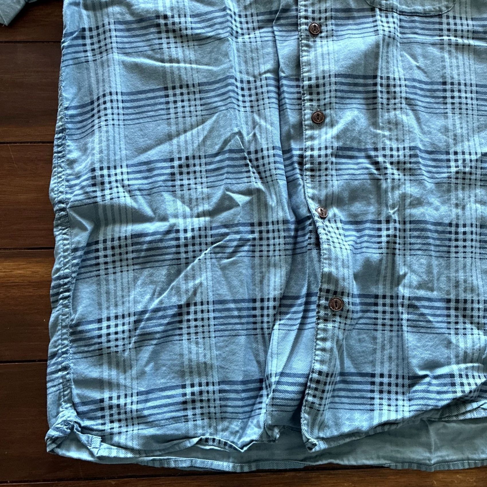 Lands' End Lands' End Blake Shelton Short Sleeve Button-Up Men Large Blue Striped Flannel A3 Size US L / EU 52-54 / 3 - 2 Thumbnail