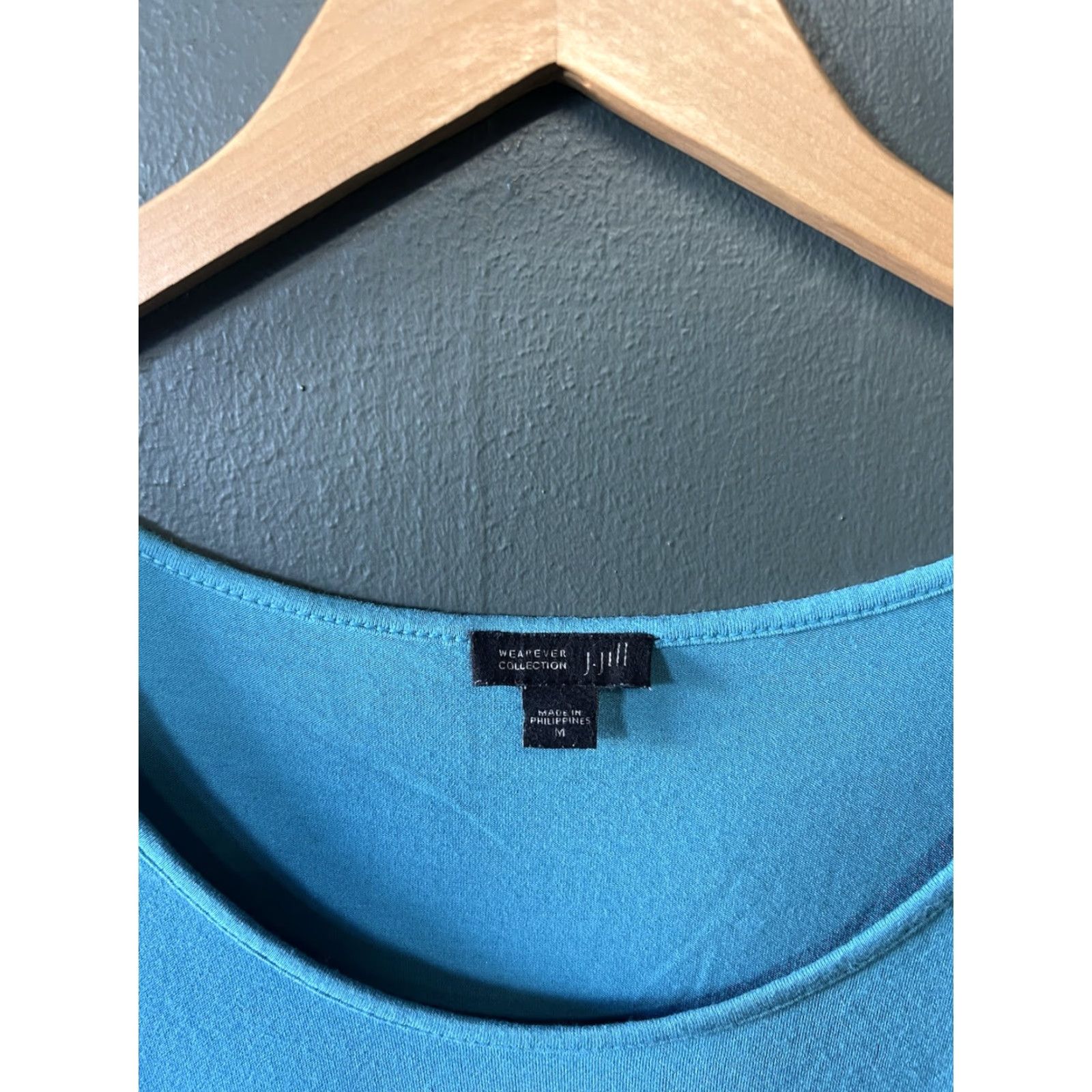 J. Jill J. Jill Womens Blouse Shirt 3/4 Sleeve Round Neck Blue Medium Size M / US 6-8 / IT 42-44 - 3 Thumbnail