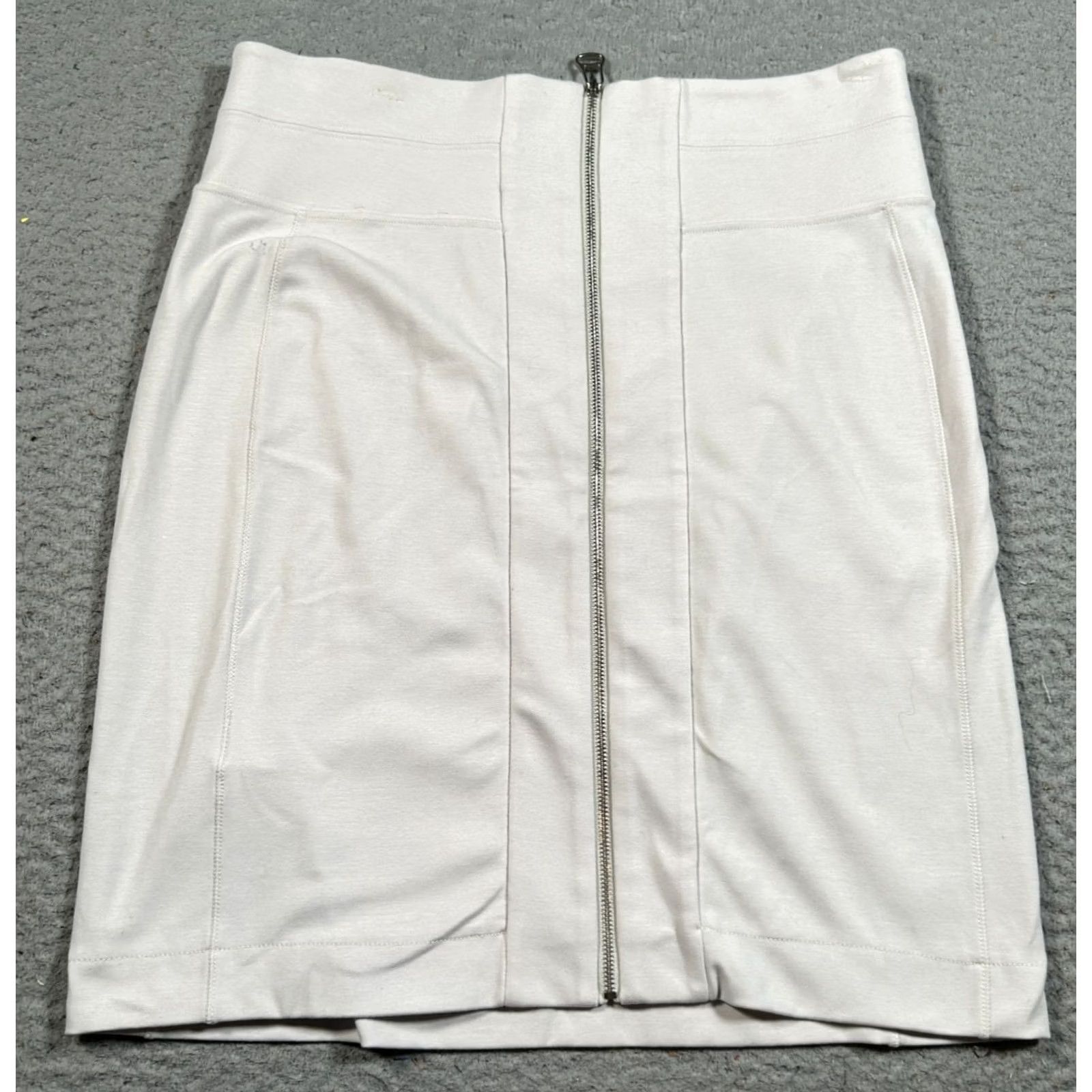 James Perse James Perse Skirt Womens 25 White Standard Pencil Jersey Back Zip High Waist Size 4XL / US 24-26 - 2 Thumbnail
