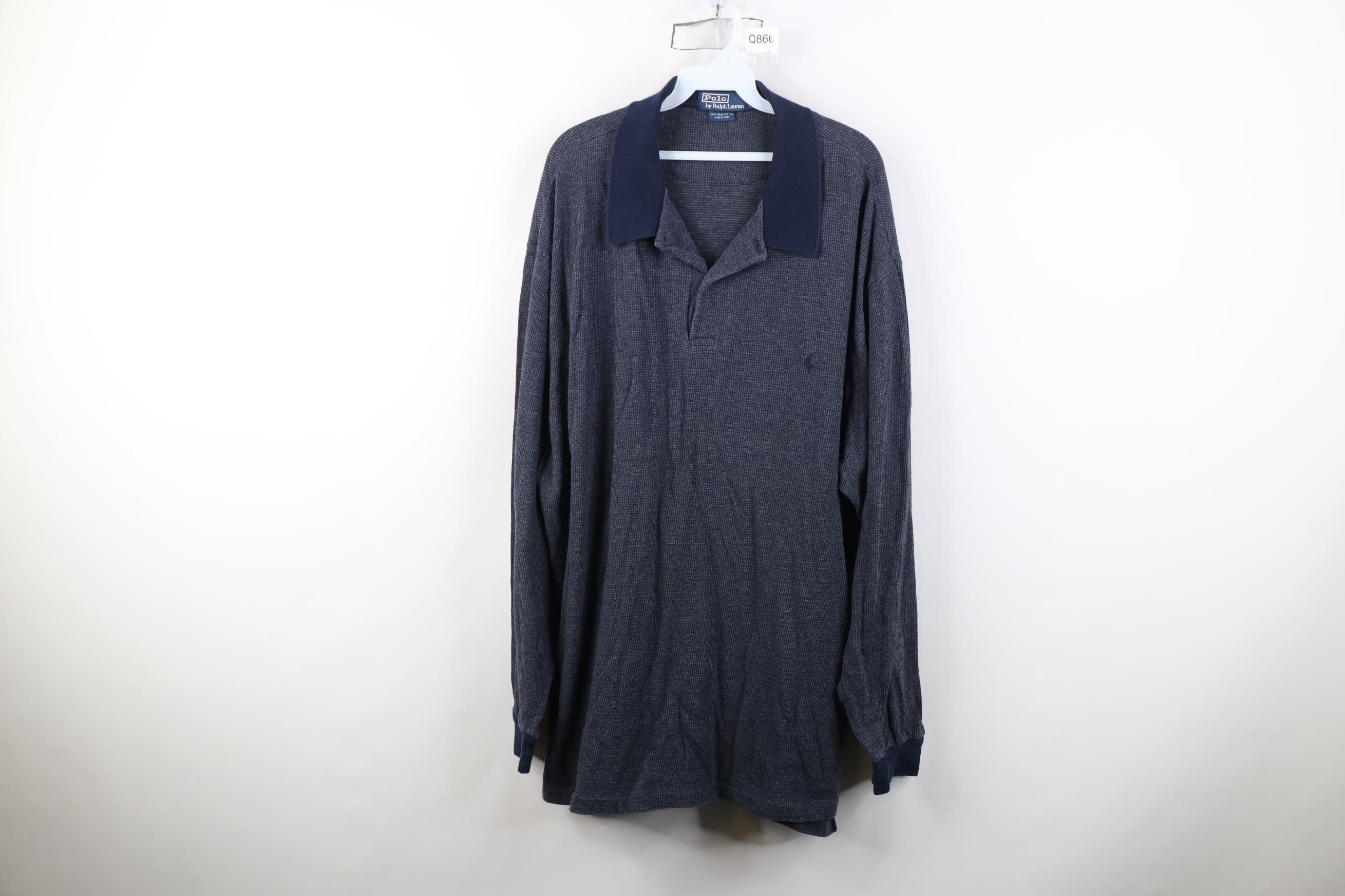 Polo Ralph Lauren Vintage 90s Ralph Lauren Cotton Houndstooth Long Sleeve Polo Size US XXL / EU 58 / 5 - 1 Thumbnail
