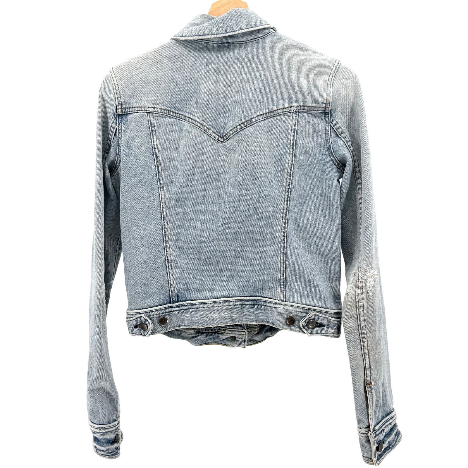 Abercrombie & Fitch Vintage Y2K Light Blue Distressed Cropped Denim Jacket Size M / US 6-8 / IT 42-44 - 5 Thumbnail