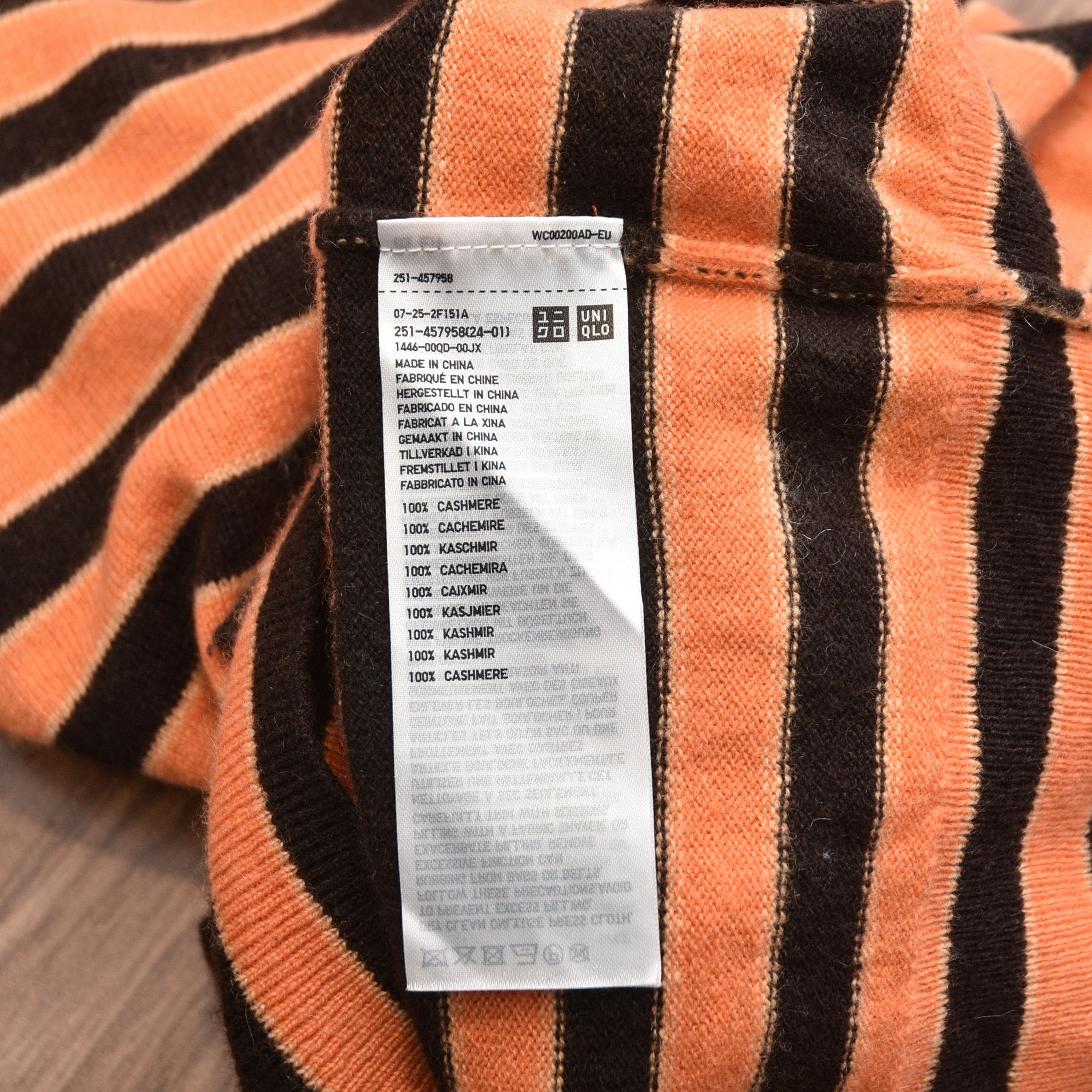 Marni × Uniqlo MARNI x UNIQLO Orange Striped 100% Cashmere Turtleneck Size XS / US 0-2 / IT 36-38 - 11 Thumbnail