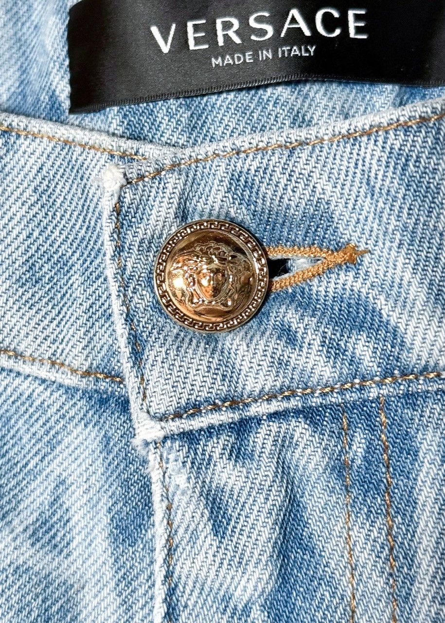 Versace Versace Washed Light Blue All Over Logo Jeans Size US 29 - 5 Thumbnail