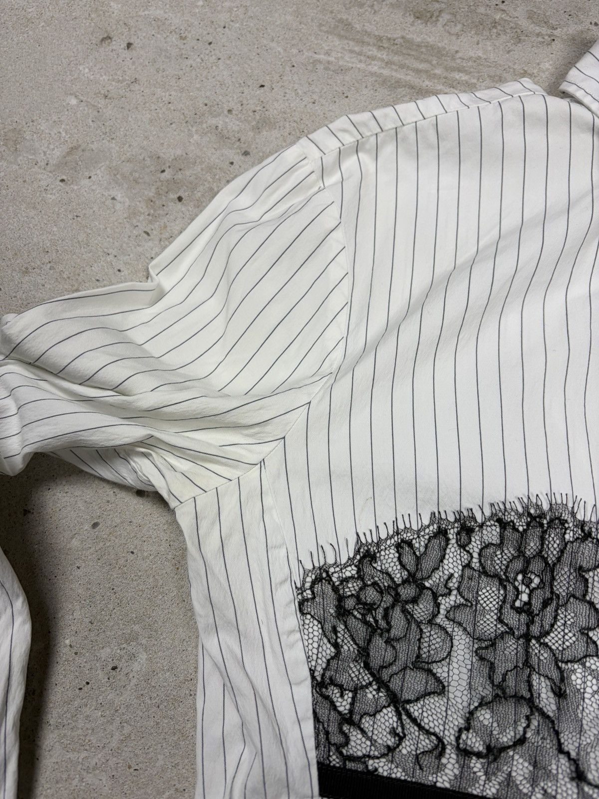 Vintage 2000s Dolce & Gabbana Striped Shirt Lace Bra