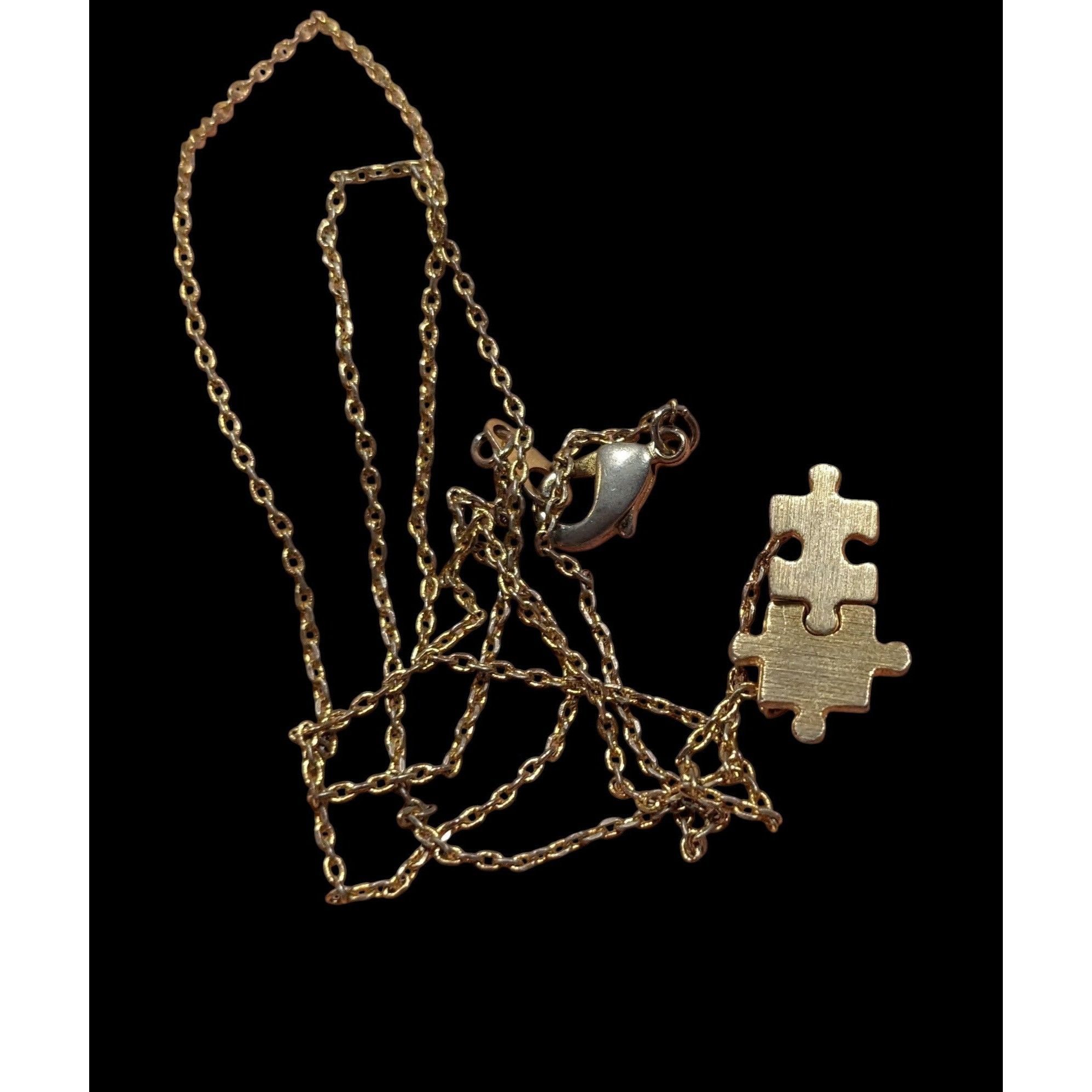 Other Minimalist Dainty Puzzle Piece Pendant Necklace Gold Tone Wi Size ONE SIZE - 2 Thumbnail