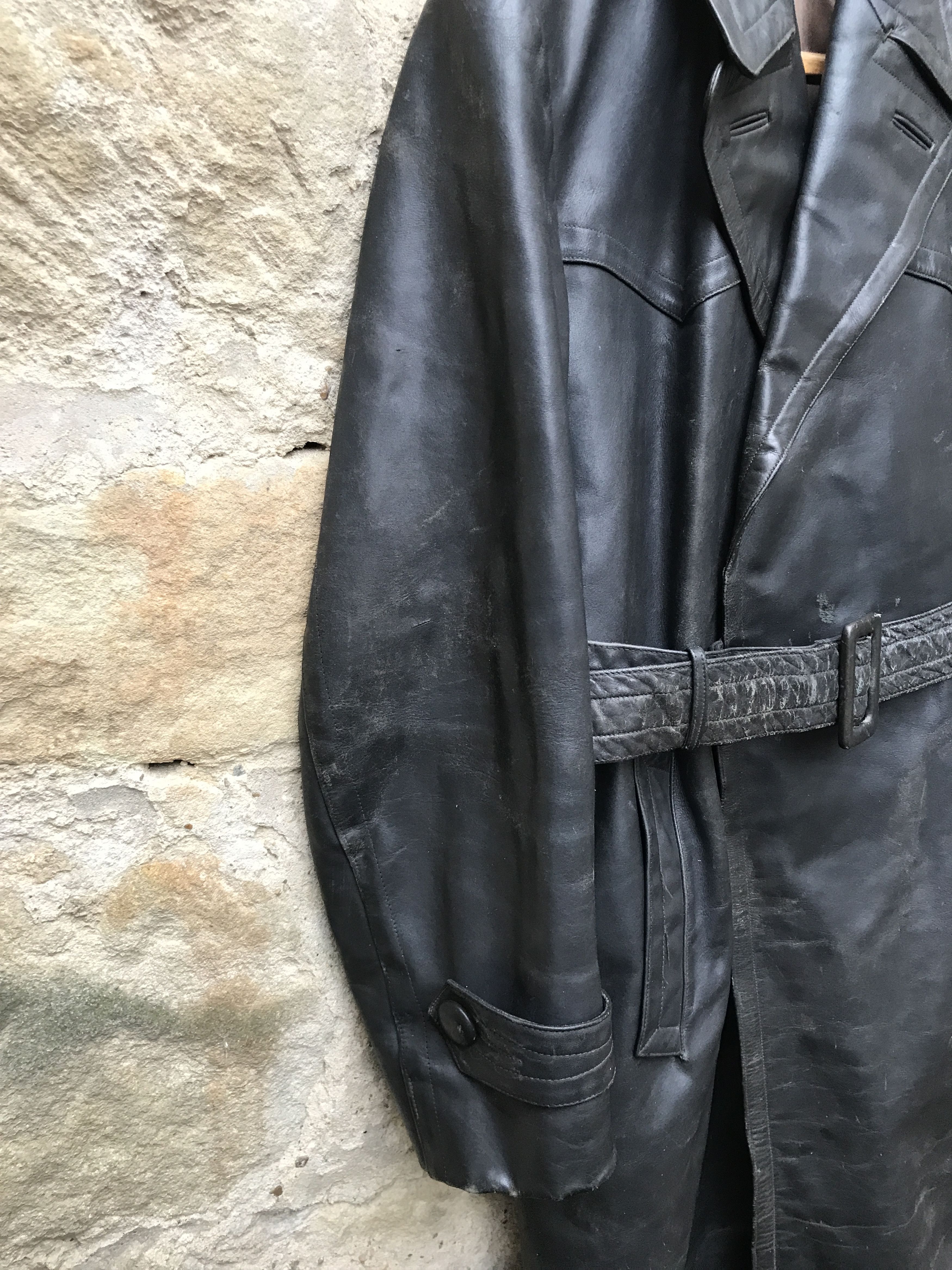 Vintage 40s German Motorcycle Horsehide Leather Jacket / Coat Size US L / EU 52-54 / 3 - 4 Thumbnail