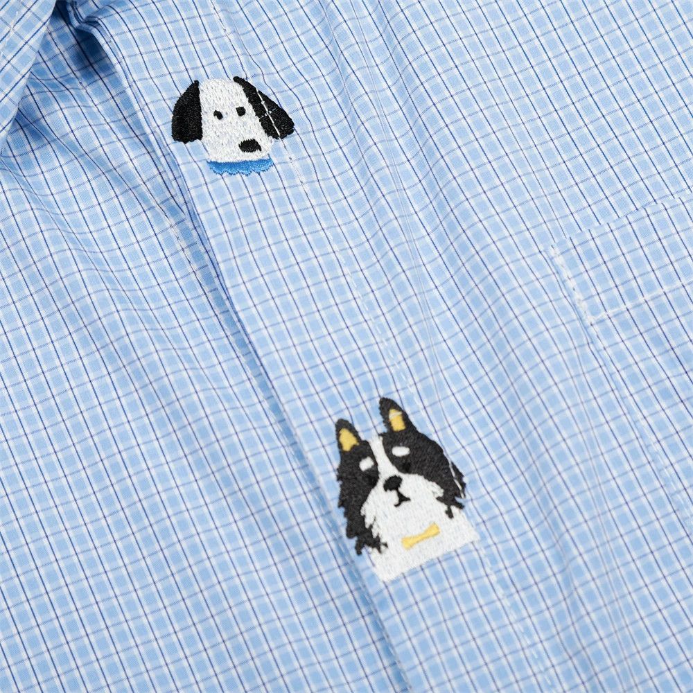 Vintage Men's embroidered cartoon puppy loose plaid shirt Size US M / EU 48-50 / 2 - 3 Thumbnail