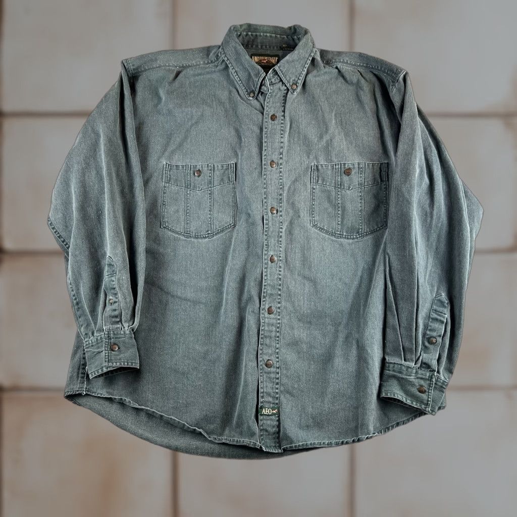 American Eagle Outfitters VTG American Eagle Outfitters Button-Up Shirt Long Sleeve 90s XL Green Cotton Casual Mens Button-Down Vintage Shirt Size US XL / EU 56 / 4 - 1 Thumbnail