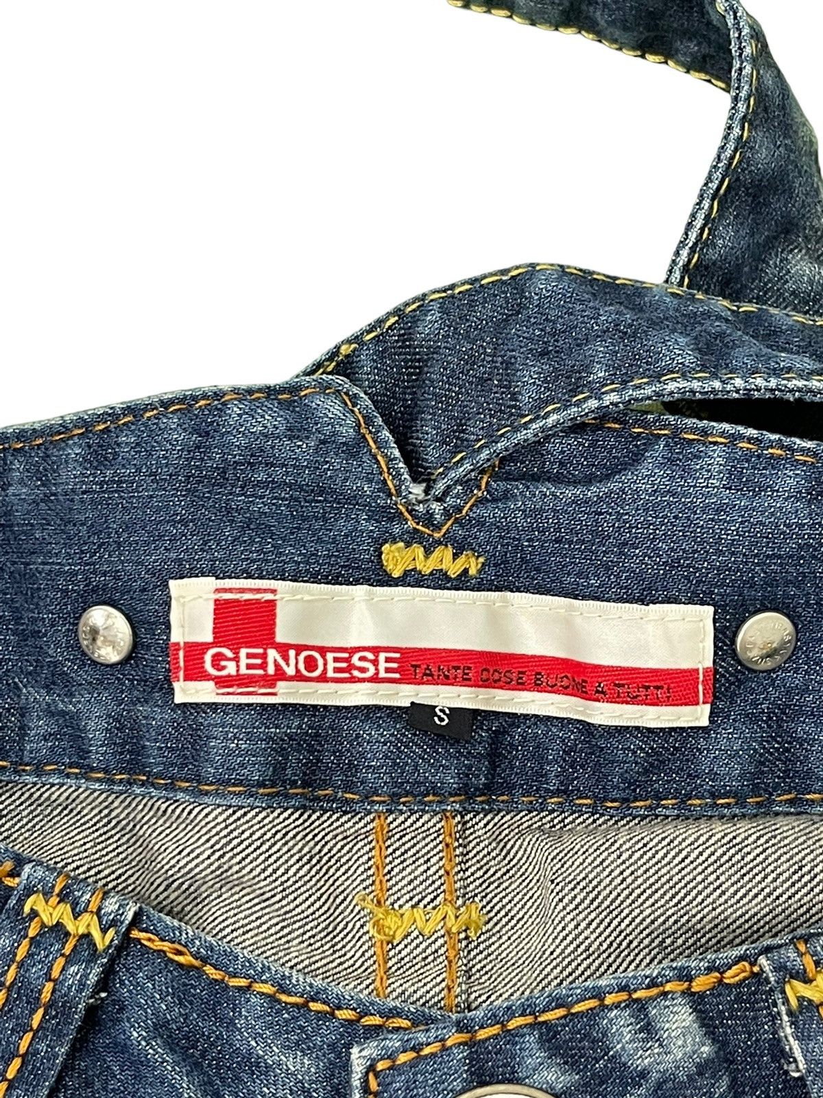 Japanese Brand Suspender Jeans Genoese Distres Low Rise Slim 7🟦5 Size US 28 / EU 44 - 10 Thumbnail