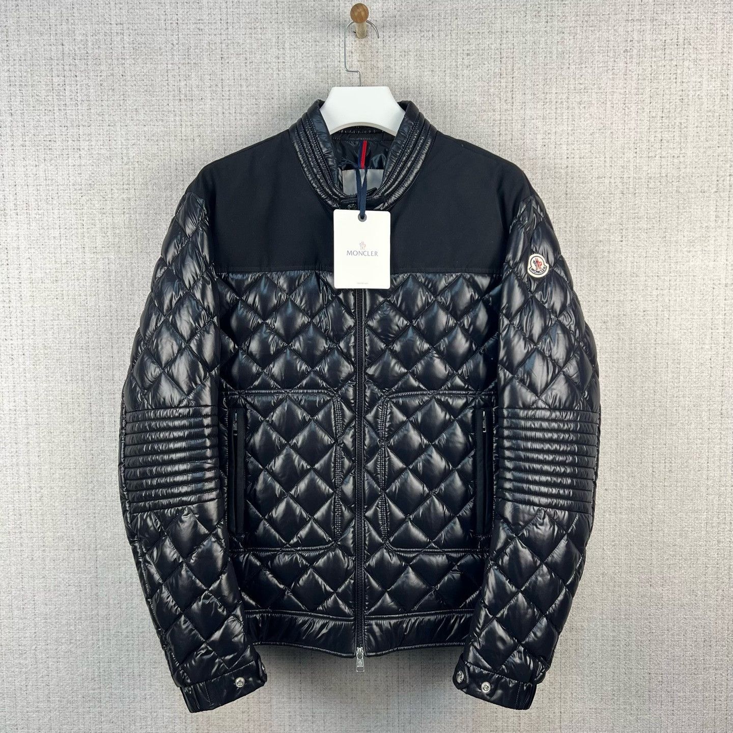 Moncler Moncler Veran Shiny Biker Diamond Quilted Down Jacket Size US M / EU 48-50 / 2 - 1 Thumbnail