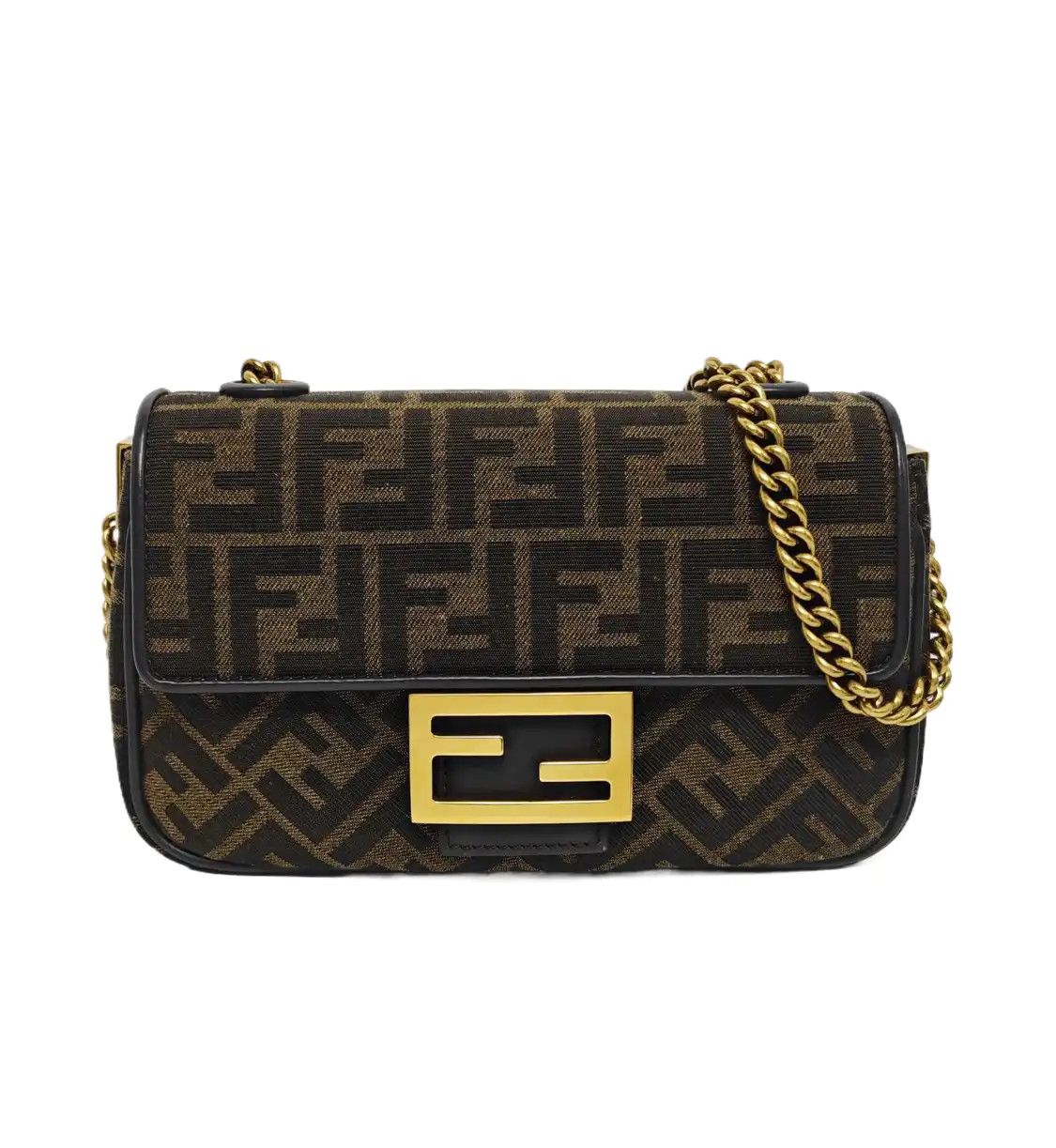 Fendi FENDI Baguette Medium color-block fabric doubleF shoulder bag clutch handbag gol Size ONE SIZE - 1 Thumbnail