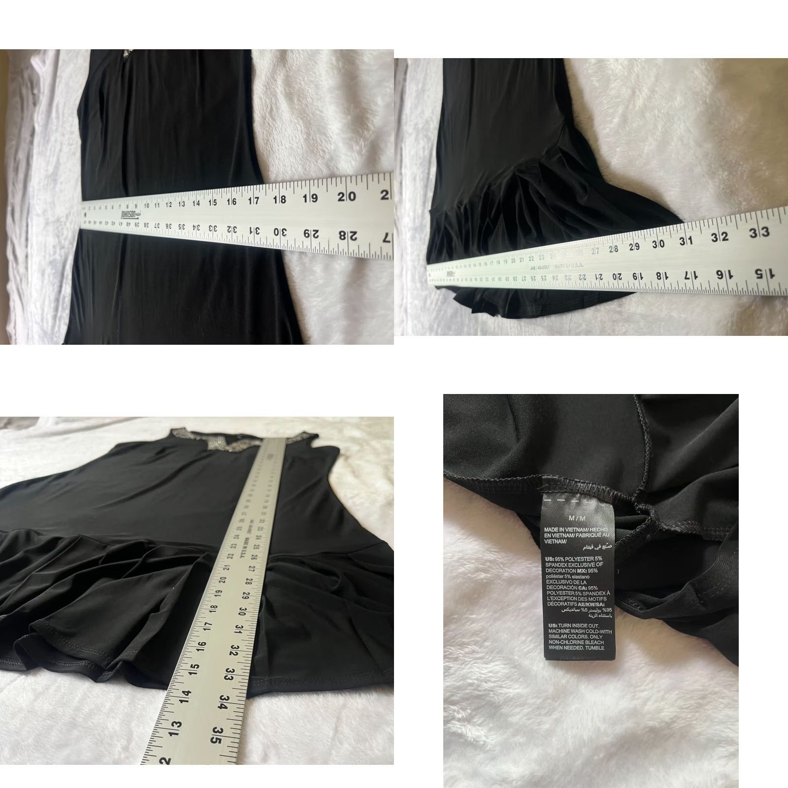 White House Black Market White House Black Market Womens Sleeveless Mini Dress Medium Beaded V-Neck Pleated Hem Black 90s Classic Beach Size M / US 6-8 / IT 42-44 - 8 Thumbnail