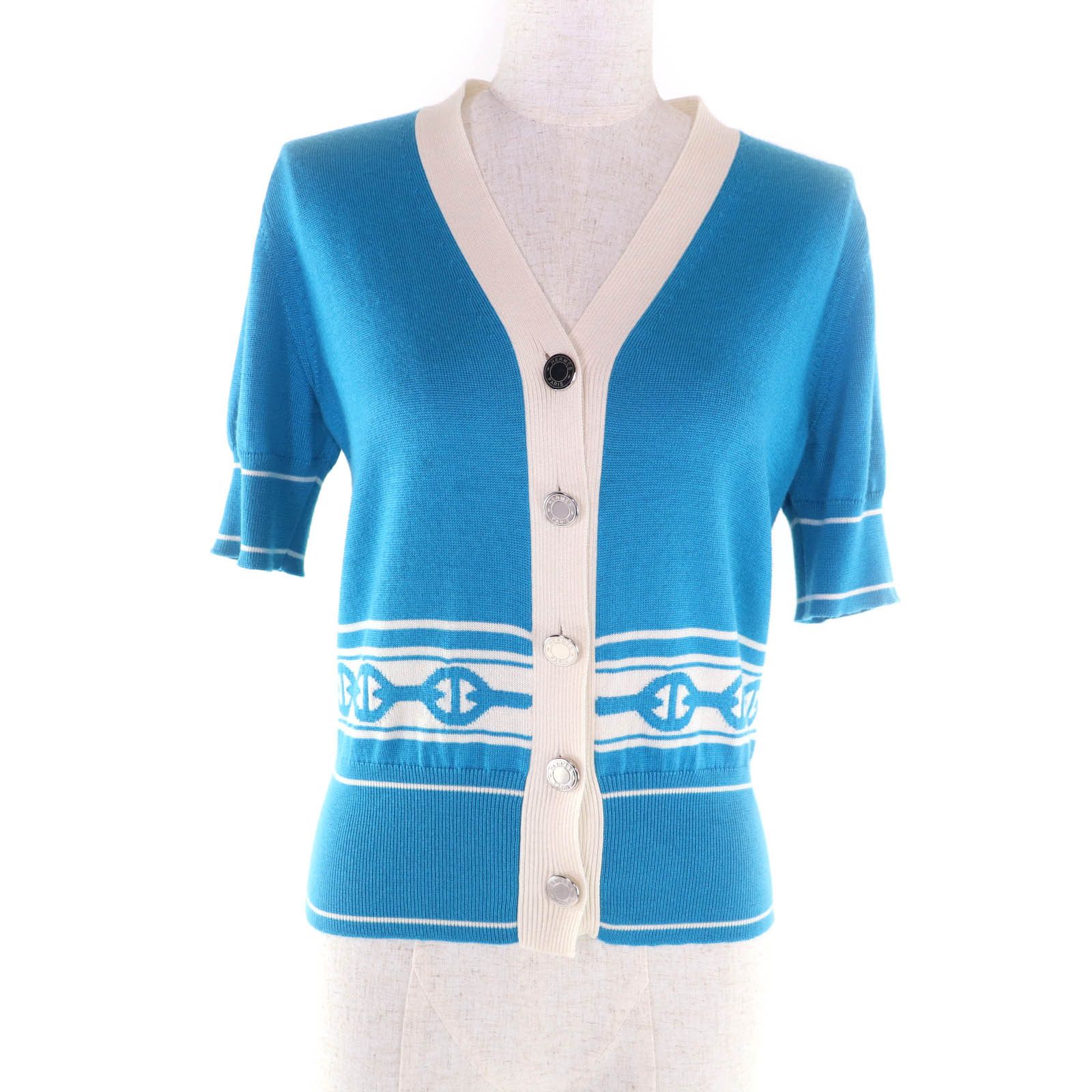 Hermes Hermes Hermès 38 Cashmere Silk Cardigan Textile Tops DUTY FREE for USA Size ONE SIZE - 1 Thumbnail