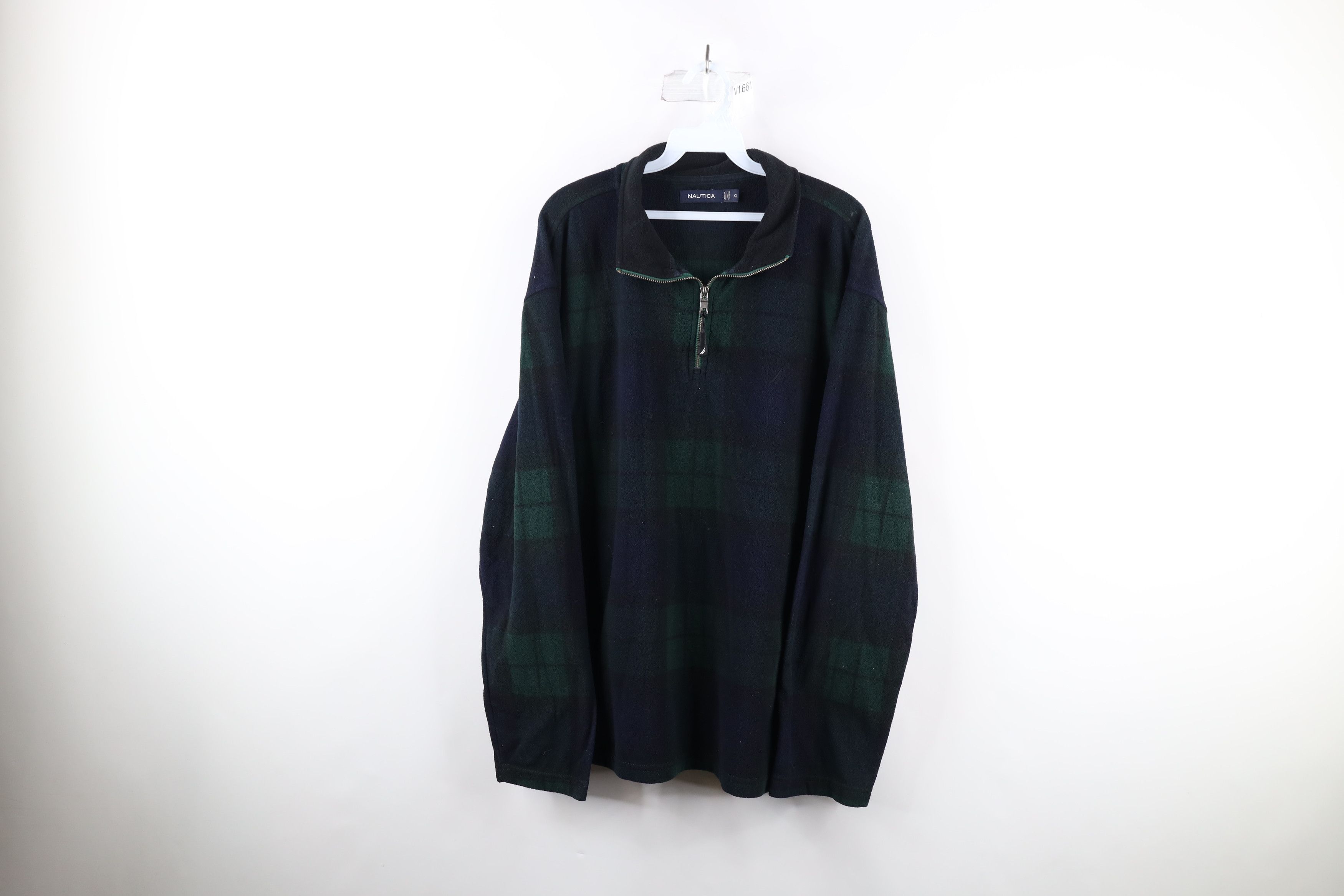 Nautica Vintage 90s Nautica Half Zip Fleece Pullover Sweater Plaid Size US XL / EU 56 / 4 - 1 Thumbnail