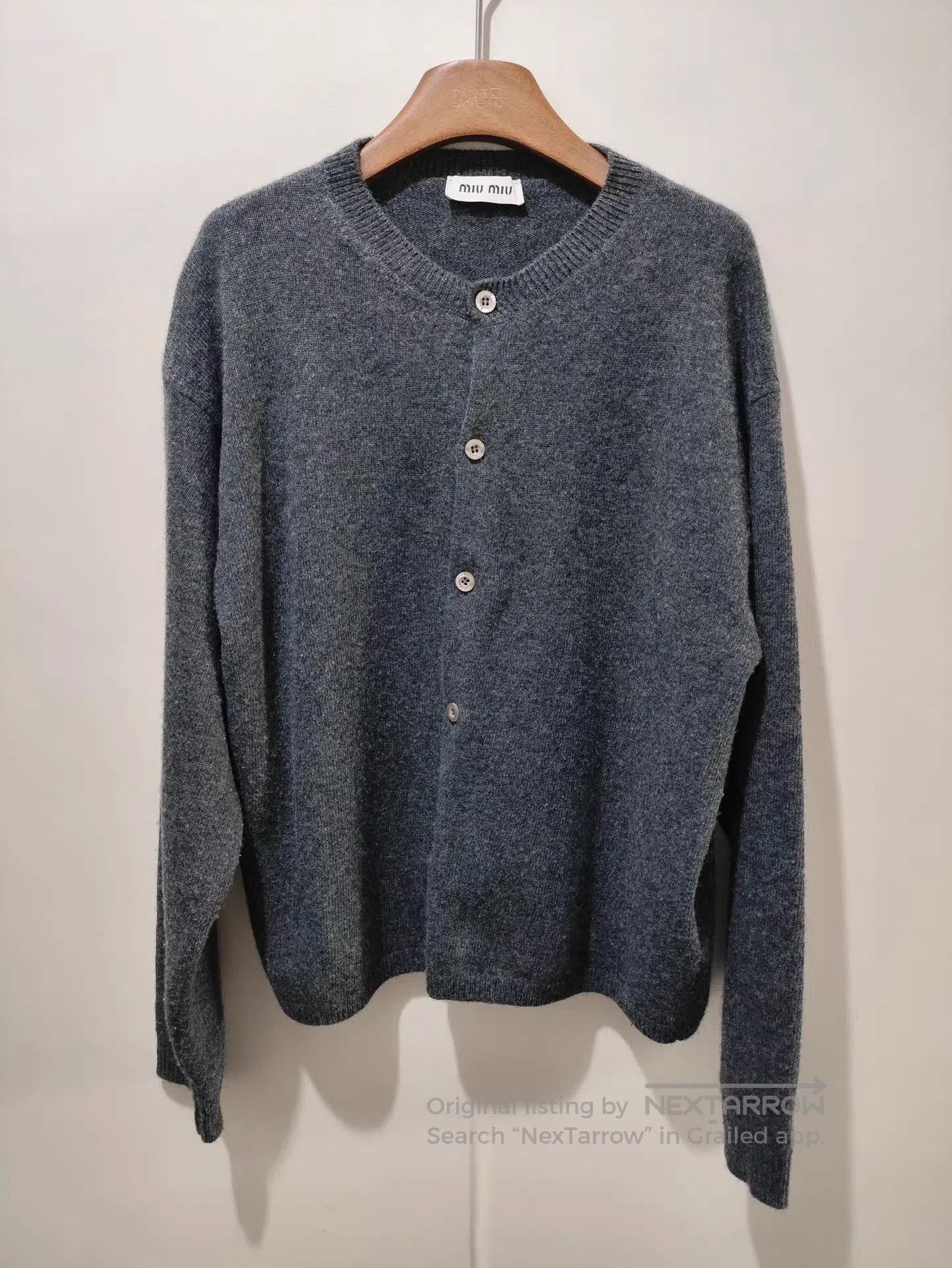 Miu Miu Gray Button-Front Long Sleeve Cardigan. Size US M / EU 48-50 / 2 - 1 Thumbnail