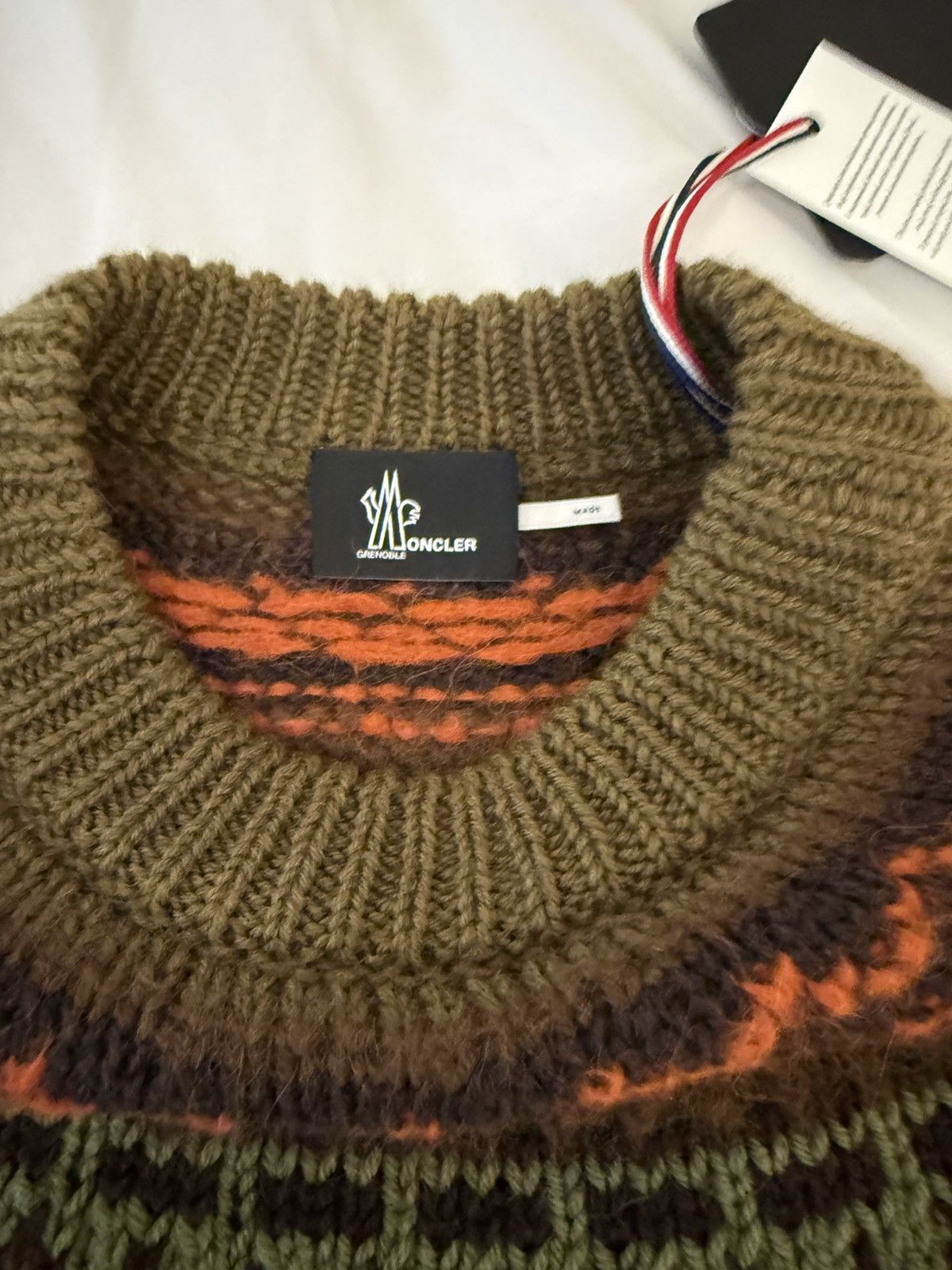 Moncler Grenoble Moncler Cable Knit Sweater Fair Isle Pattern Olive Green NWT Size US L / EU 52-54 / 3 - 5 Thumbnail