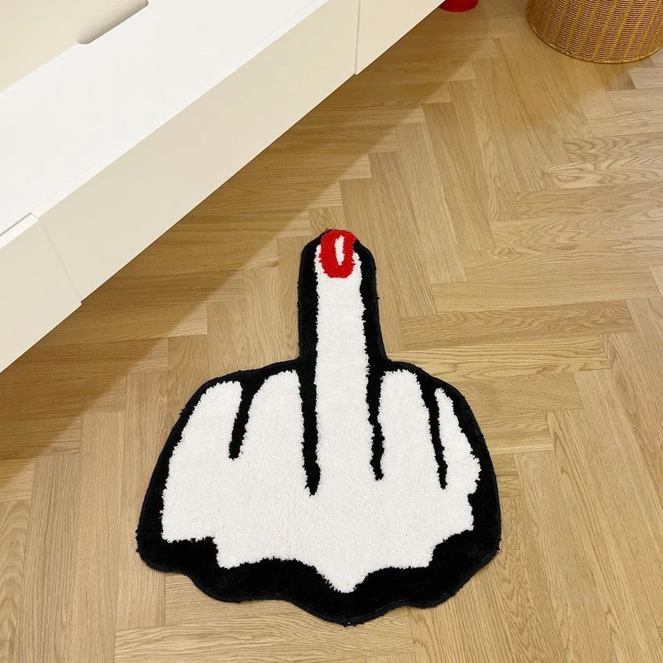 Japanese Brand Red Middle Finger Shaped Bedside Rug Size ONE SIZE - 4 Thumbnail