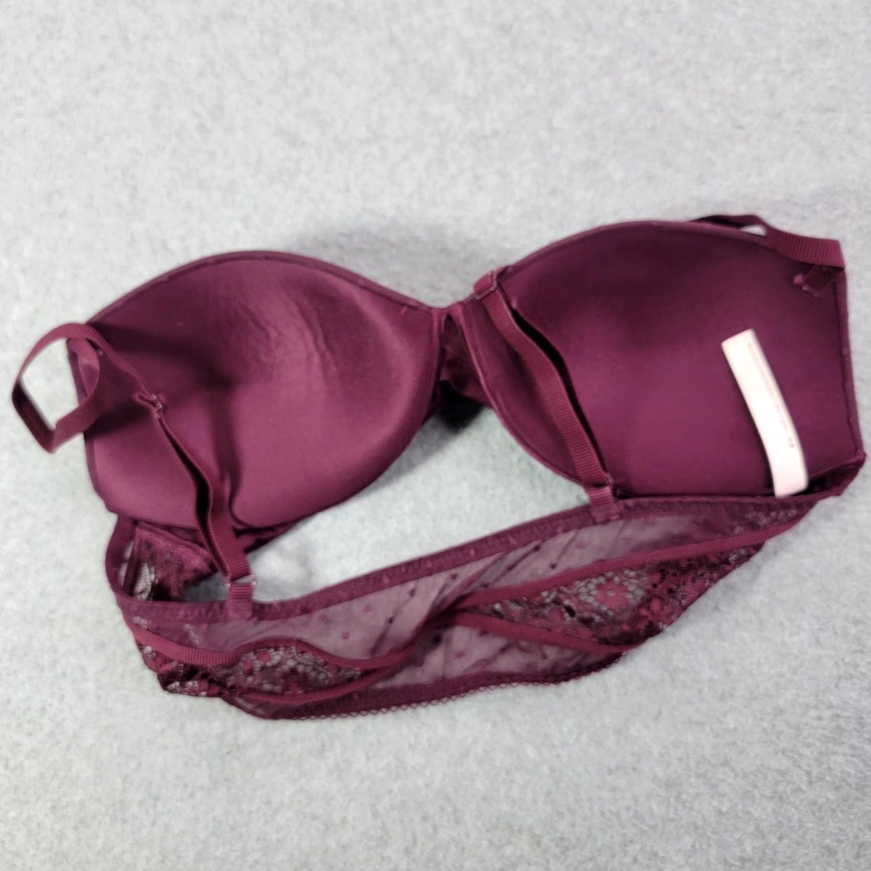 Victoria's Secret Victoria's Secret Bra Womens L Purple Push Up Lace Underwire Padded Floral Size ONE SIZE - 3 Thumbnail
