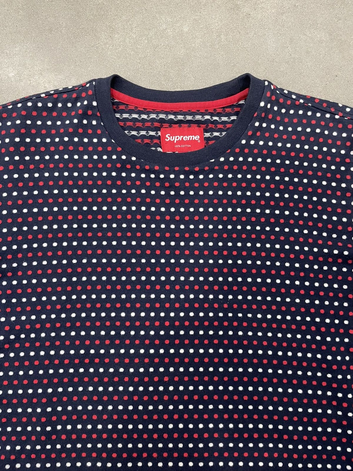Supreme RARE: F/W 2009 Supreme Polka Dot Knit 3/4 Sleeve "Navy" Size US L / EU 52-54 / 3 - 5 Thumbnail