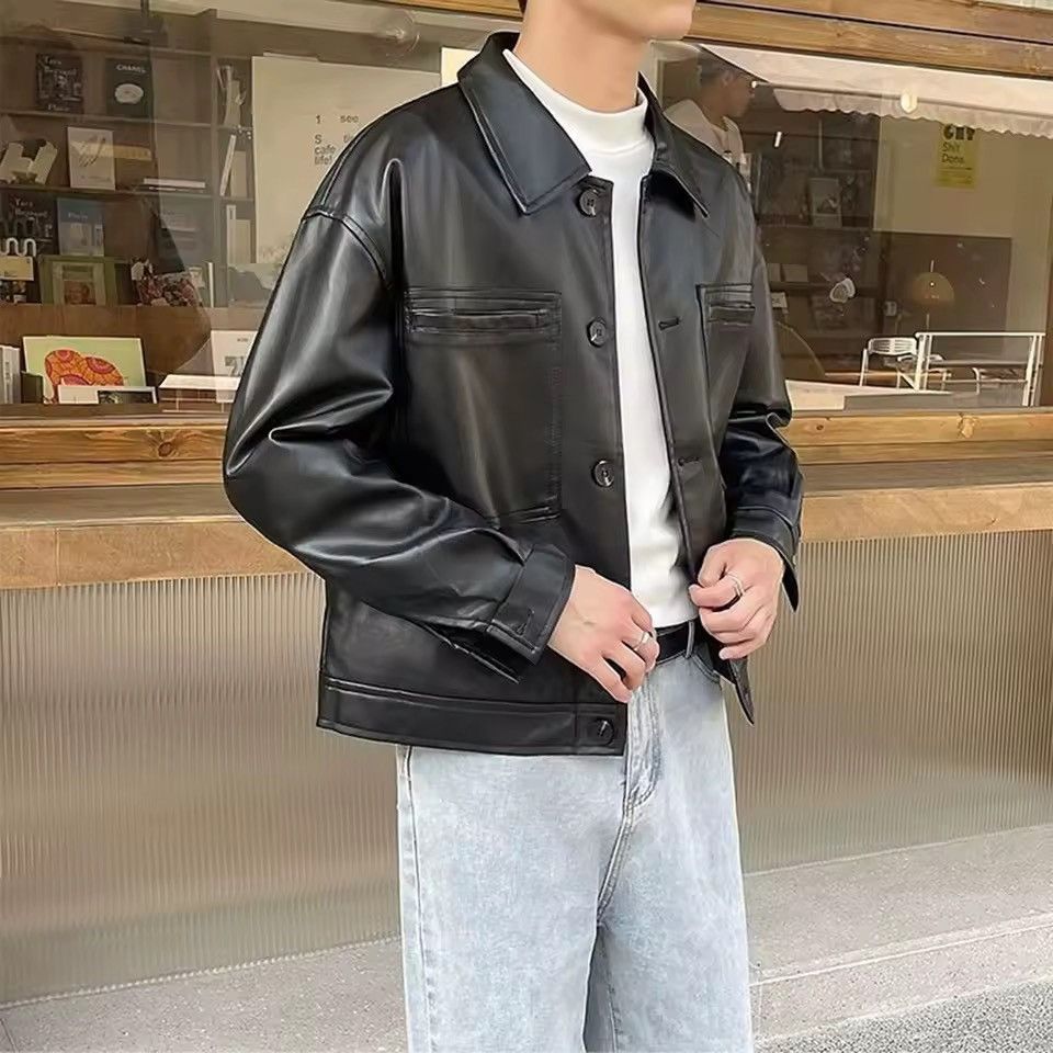 Other Streetwear Casual Basic PU Leather Black Motorcycle Jacket Size US L / EU 52-54 / 3 - 2 Thumbnail