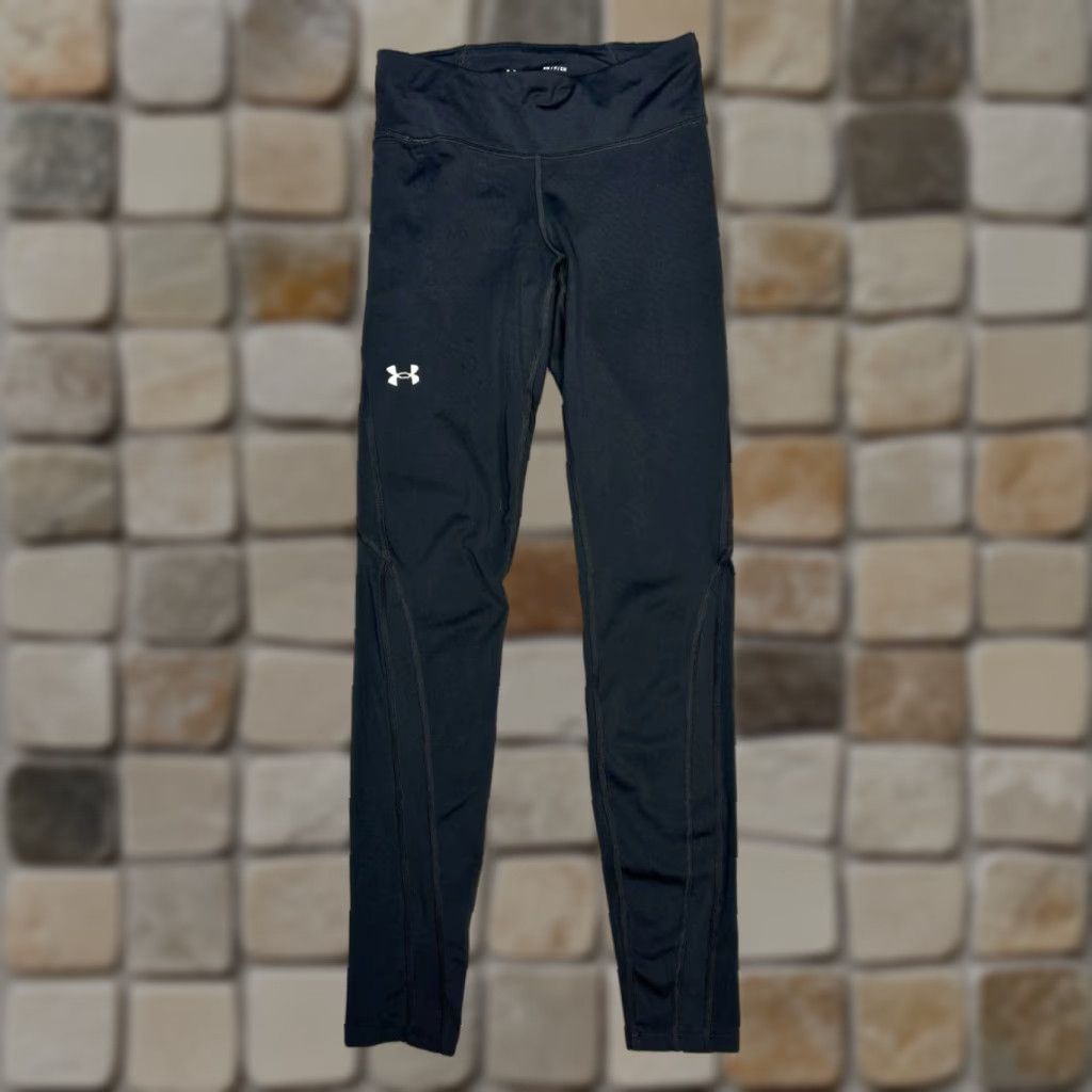 Under Armour Under Armour Leggings Women SM Black Logo Mid Rise Drawstring Womens Size 28" / US 6 / IT 42 - 1 Thumbnail