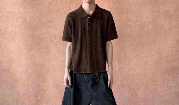 Other Matsumoto x Mei Brown Knit Polo Shirt Size US L / EU 52-54 / 3 - 1 Thumbnail