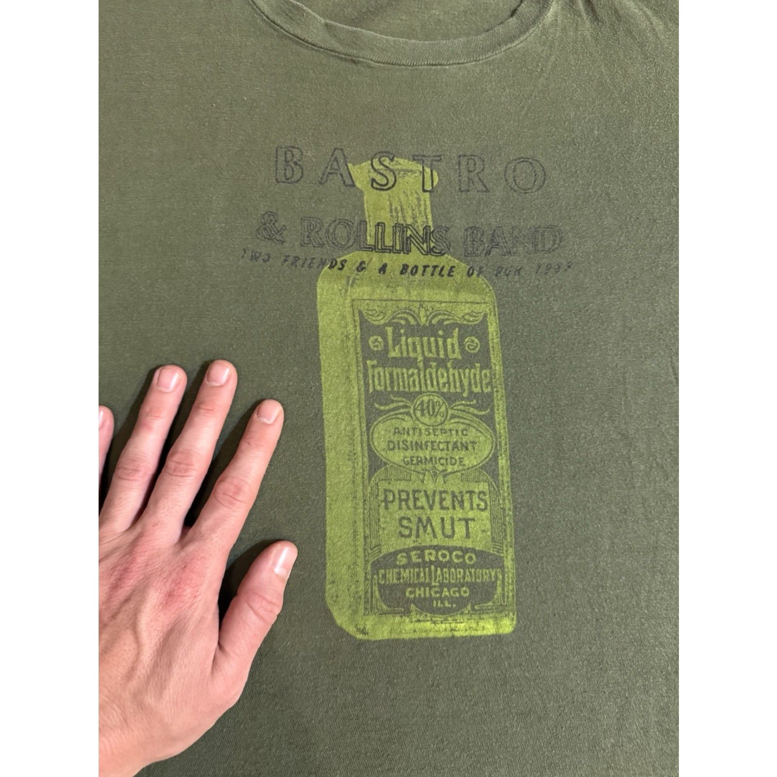 Vintage VINTAGE BASTRO & Rollins Band Tour Concert T Shirt XL Green 80s Band Punk Mens T-Shirt Size US XL / EU 56 / 4 - 2 Thumbnail