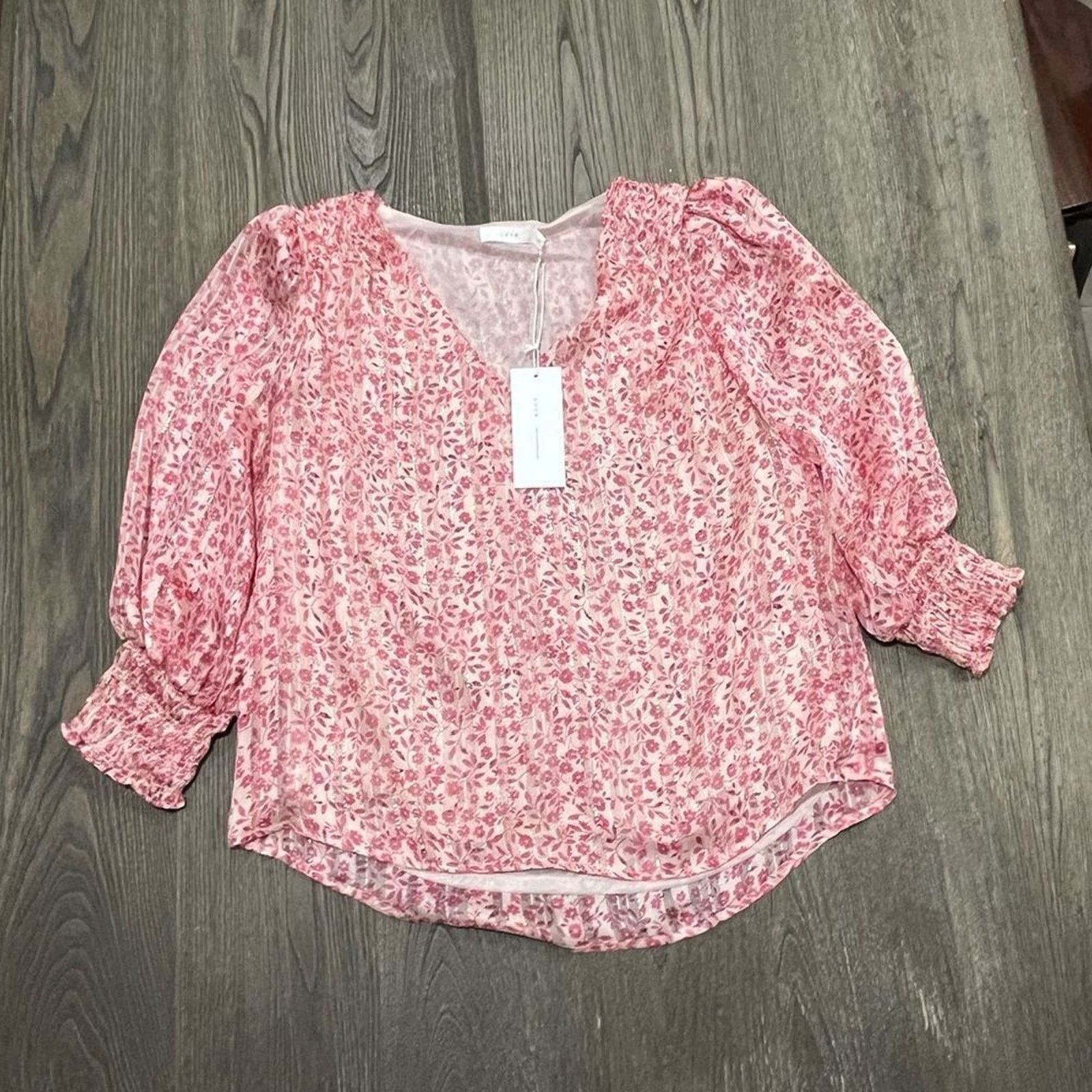 Other NWT Lust Blouse Top Floral V-Neck Puff 3/4 Sleeve Smocked Size M / US 6-8 / IT 42-44 - 1 Thumbnail