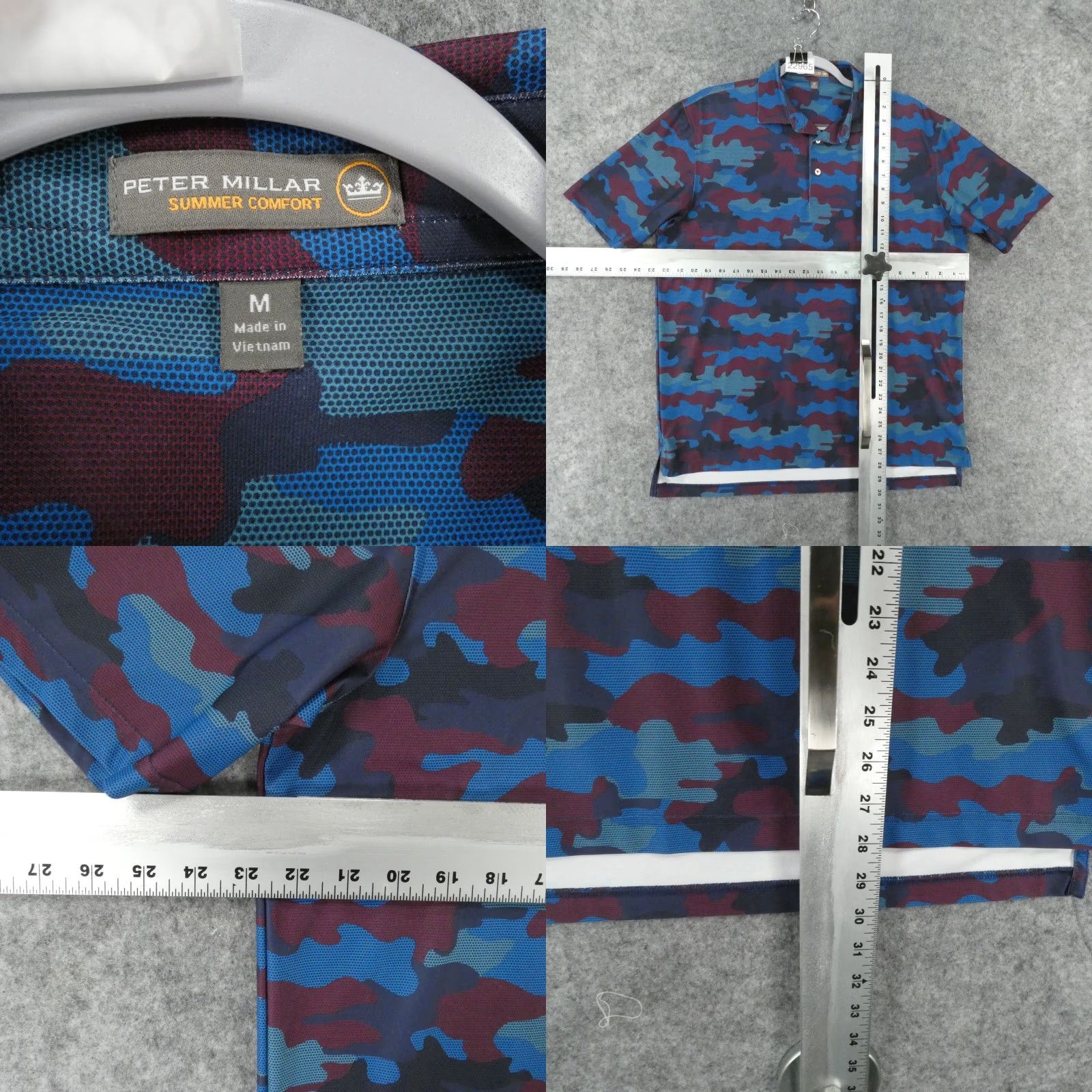 Peter Millar Peter Millar Polo Shirt Mens Medium Blue Camouflage Summer Comfort Size US M / EU 48-50 / 2 - 8 Thumbnail