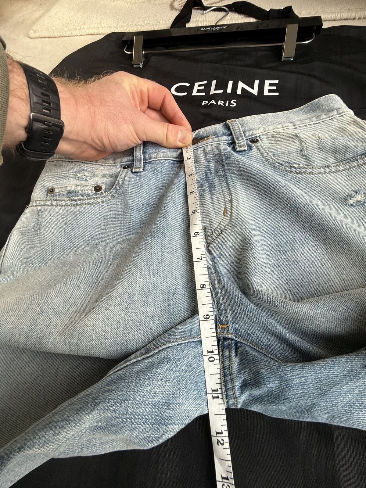 Saint Laurent Paris SS16 Saint Laurent knee rip trash jeans Hedi 29 D02 skinny Size US 29 - 8 Thumbnail